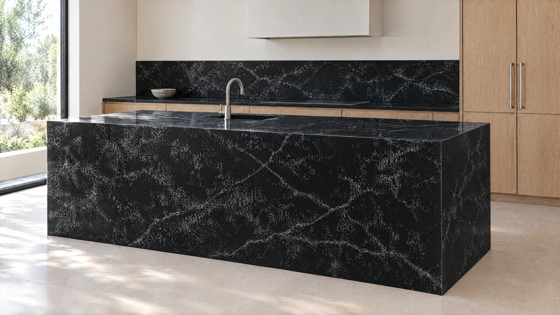 Roma Black kitchen overview, AI-generated design visualisation