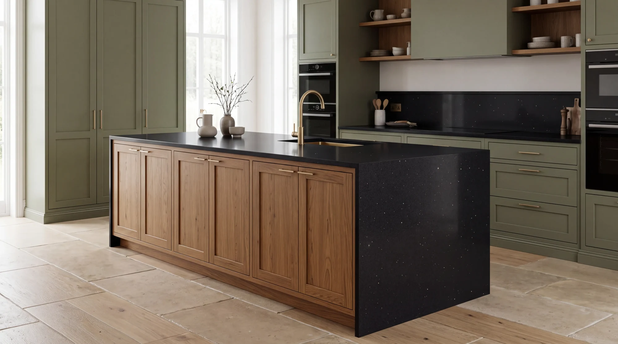 Stellar Noir kitchen island, AI-generated design concept