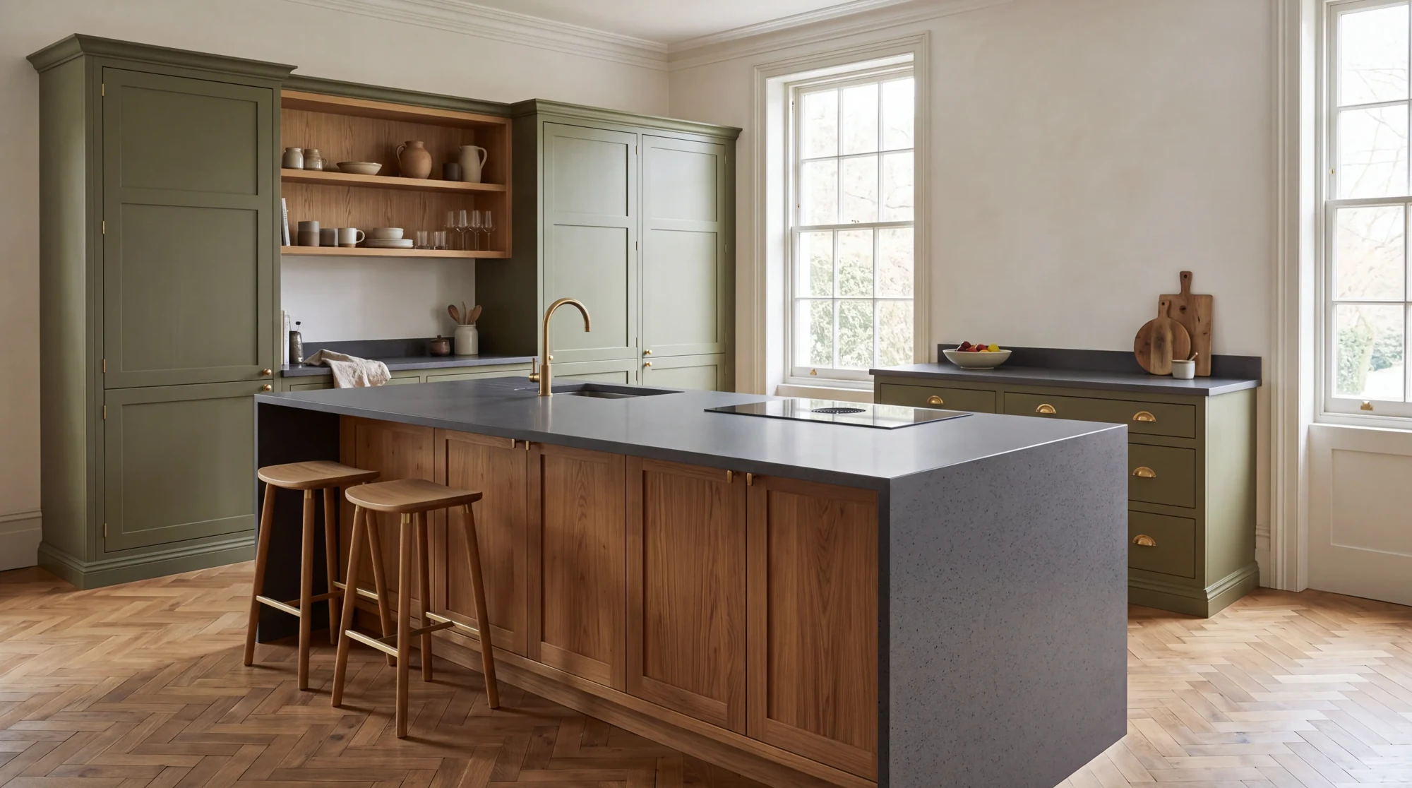Stellar Dark Gris kitchen island, AI-generated design concept