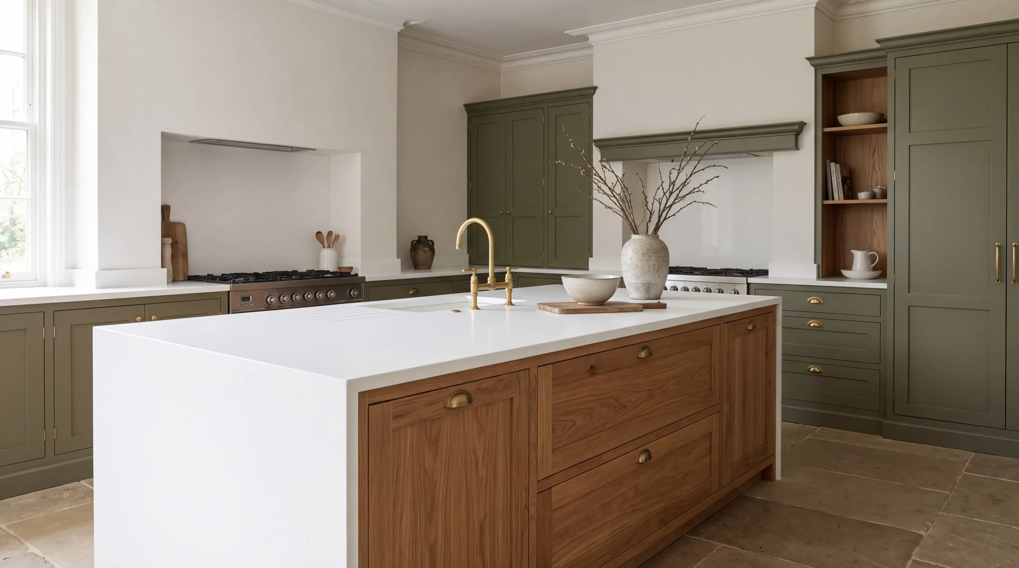 Pure White kitchen island, AI-generated design concept