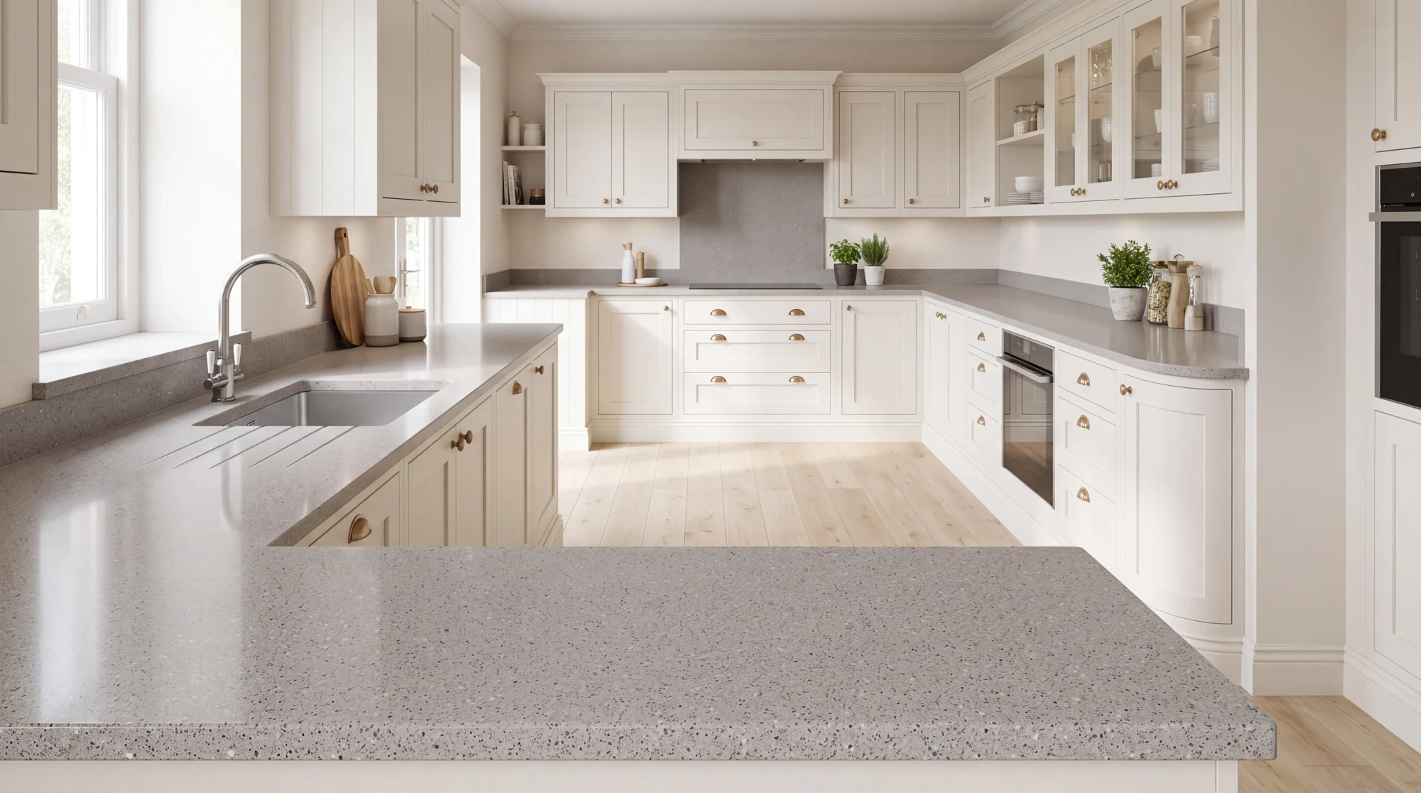 Ice Mix u-shaped kitchen, AI-generated design concept