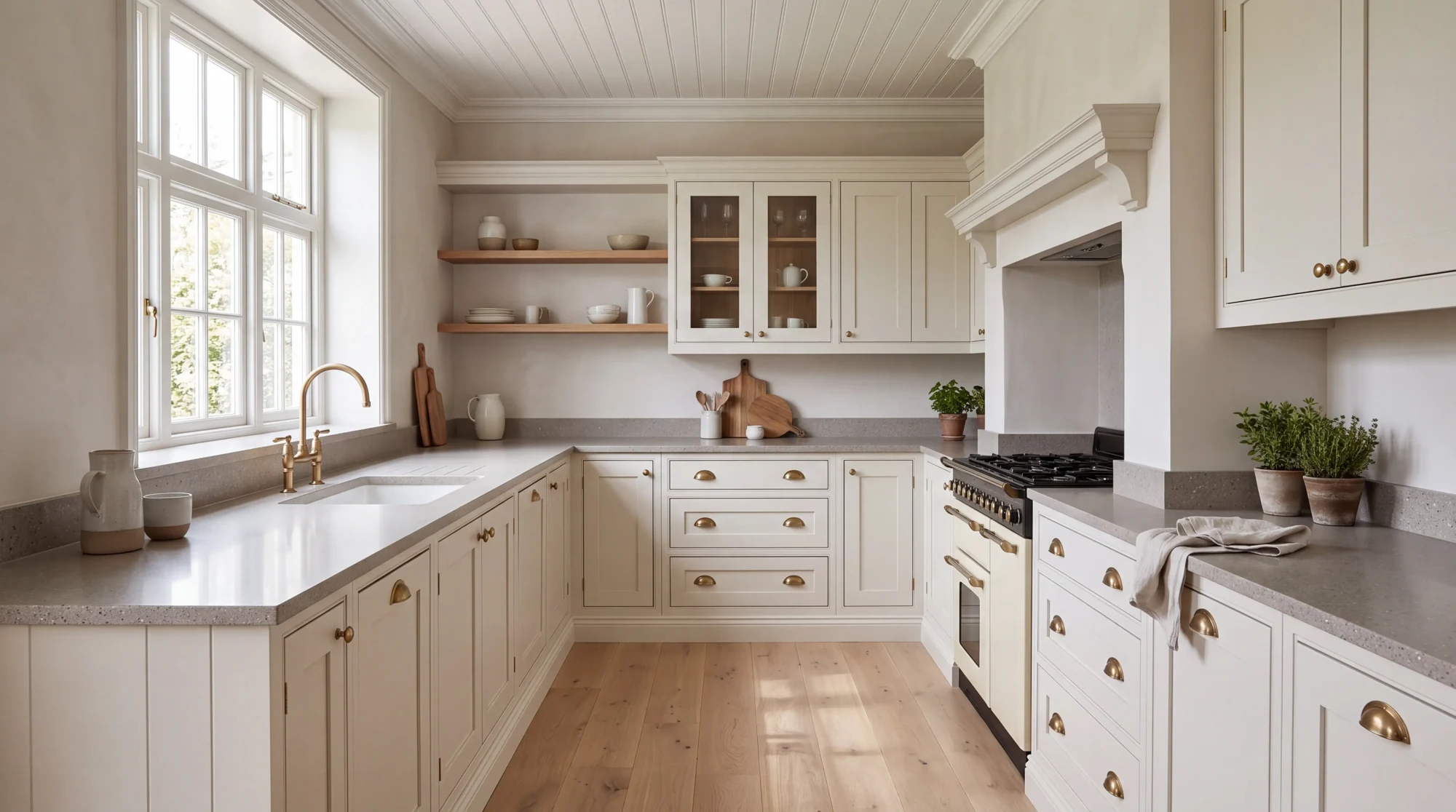 Ice Mix l-shaped kitchen, AI-generated design concept