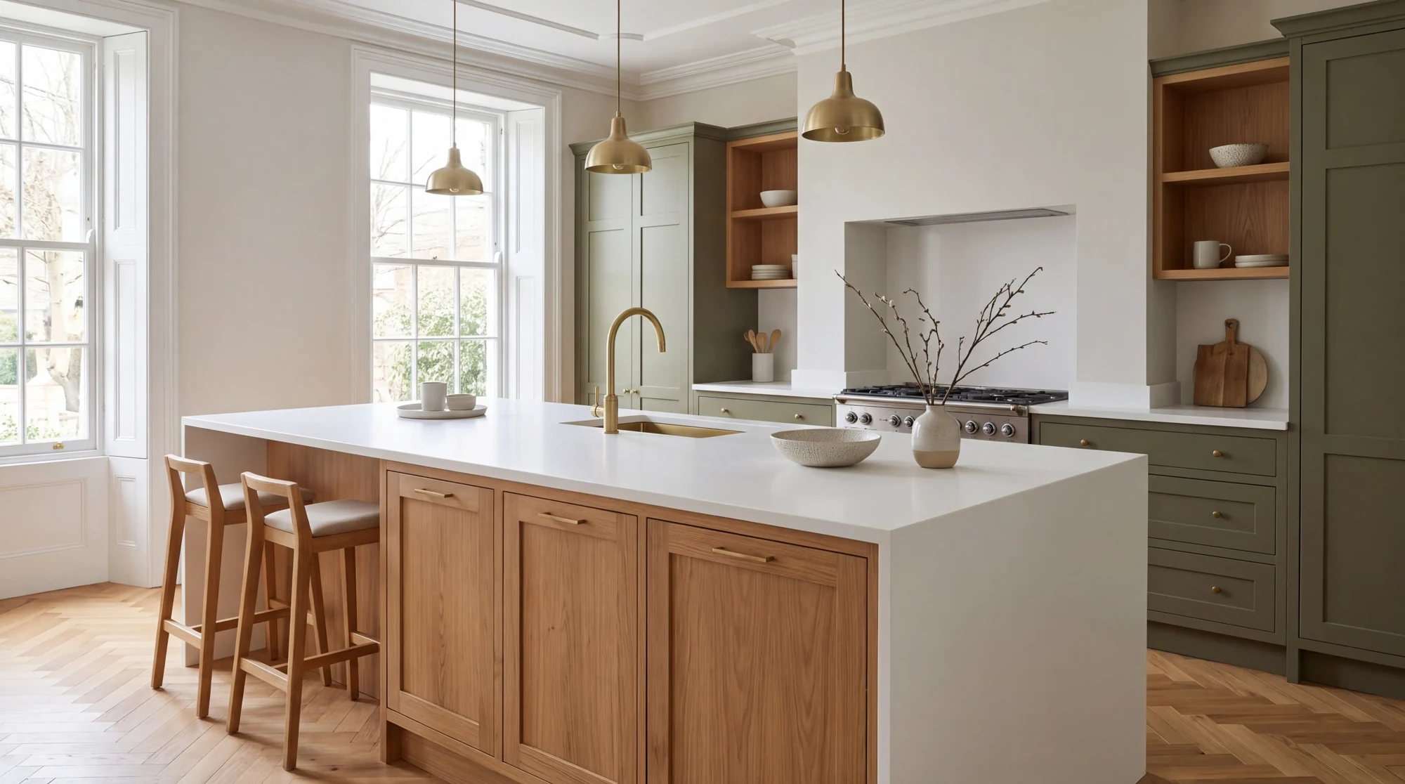 Super White kitchen island, AI-generated design concept