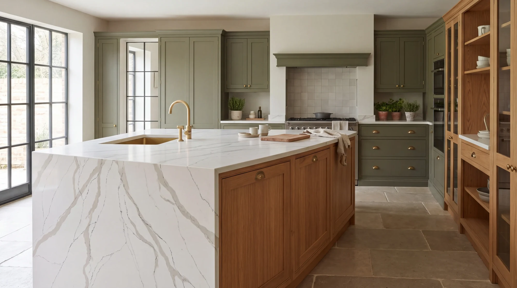 Staturio Oro kitchen island, AI-generated design concept