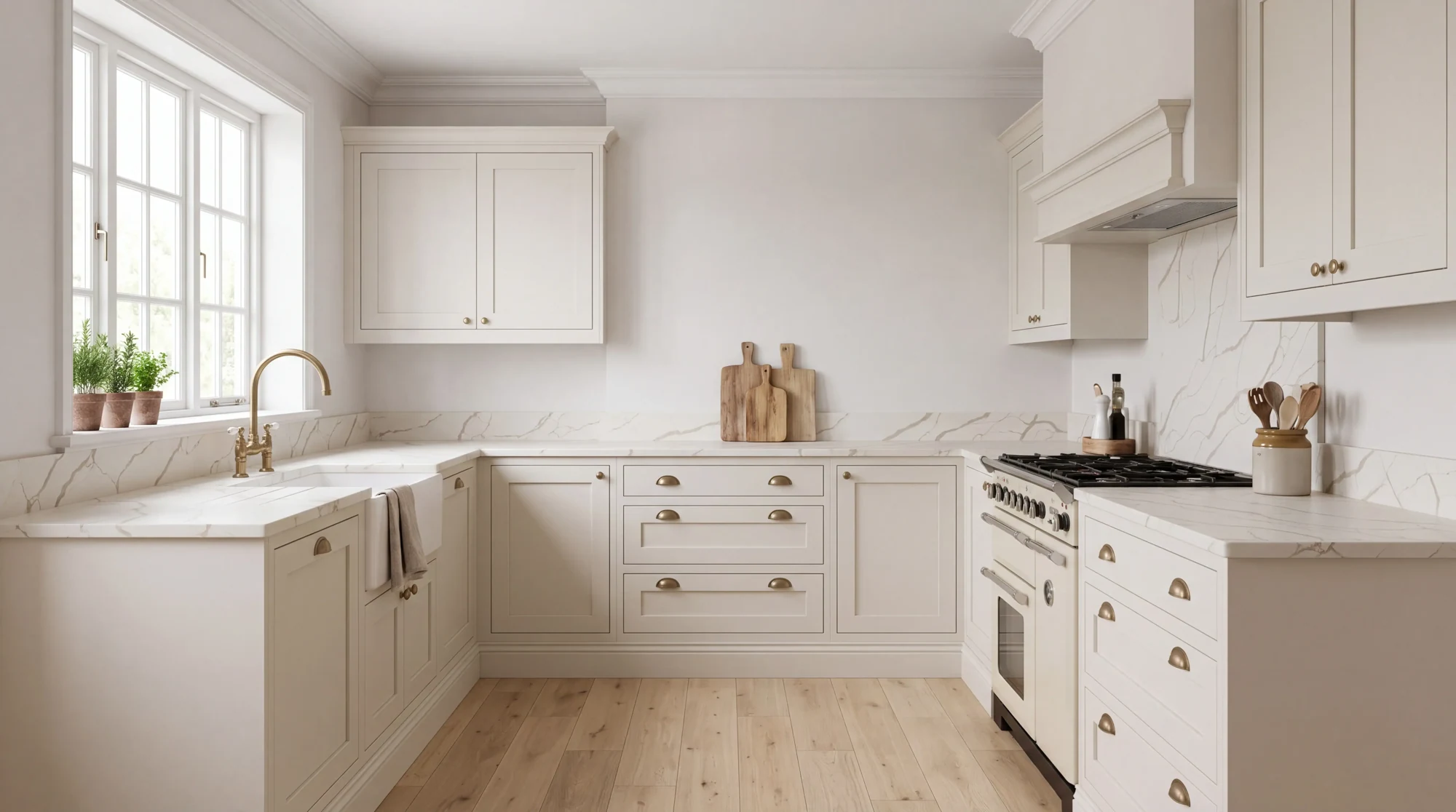 Calacatta Protofinio l-shaped kitchen, AI-generated design concept