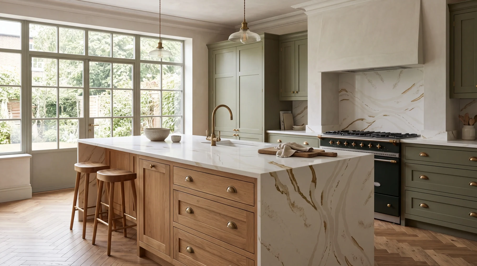 Brittanicca Gold kitchen island, AI-generated design concept