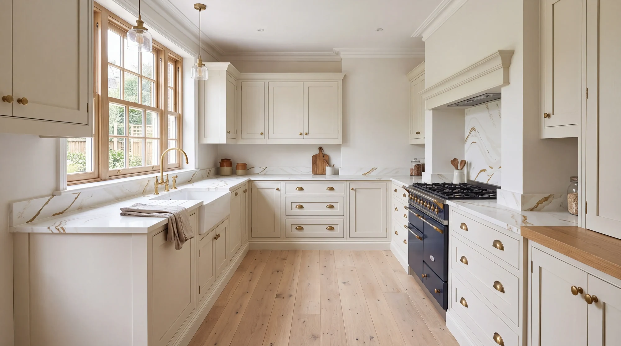 Brittanicca Gold l-shaped kitchen, AI-generated design concept