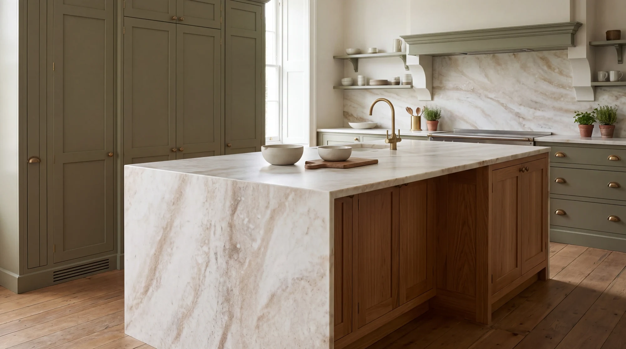 Taj Mahal Leather kitchen island, AI-generated design concept