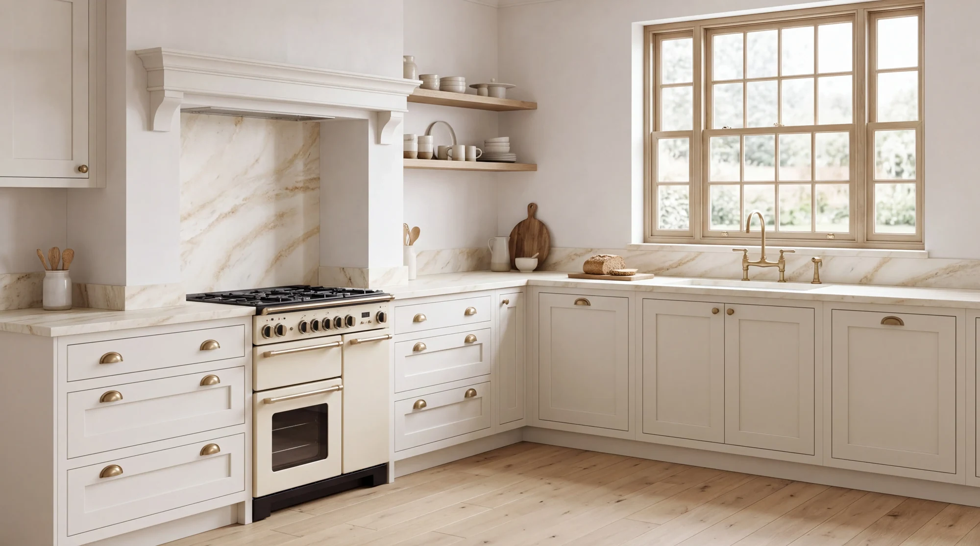 Taj Mahal l-shaped kitchen, AI-generated design concept