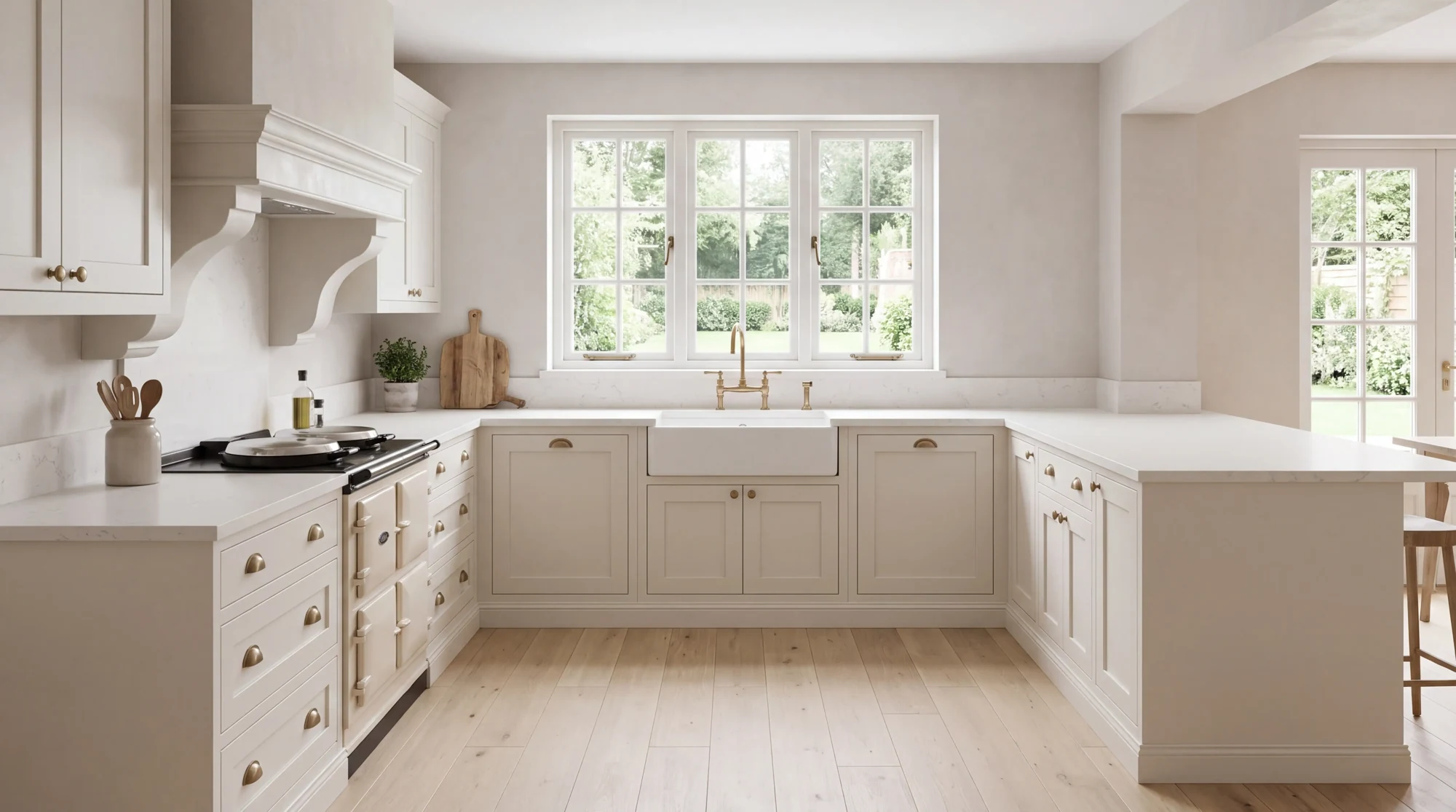 Carrara Onyx l-shaped kitchen, AI-generated design concept