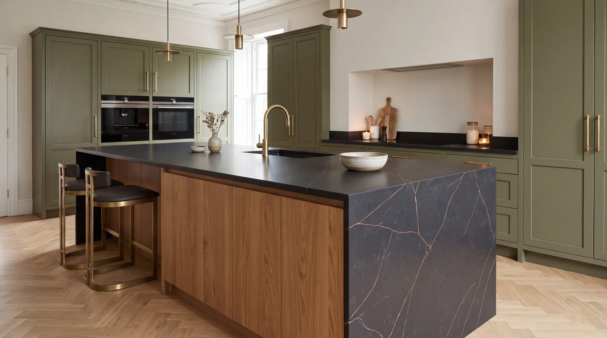 Calacatta Laurent kitchen island, AI-generated design concept