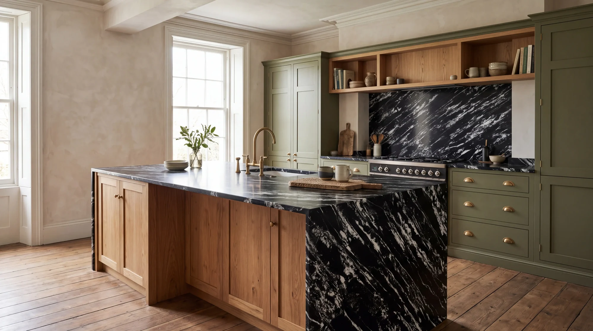 Black Forest kitchen island, AI-generated design concept