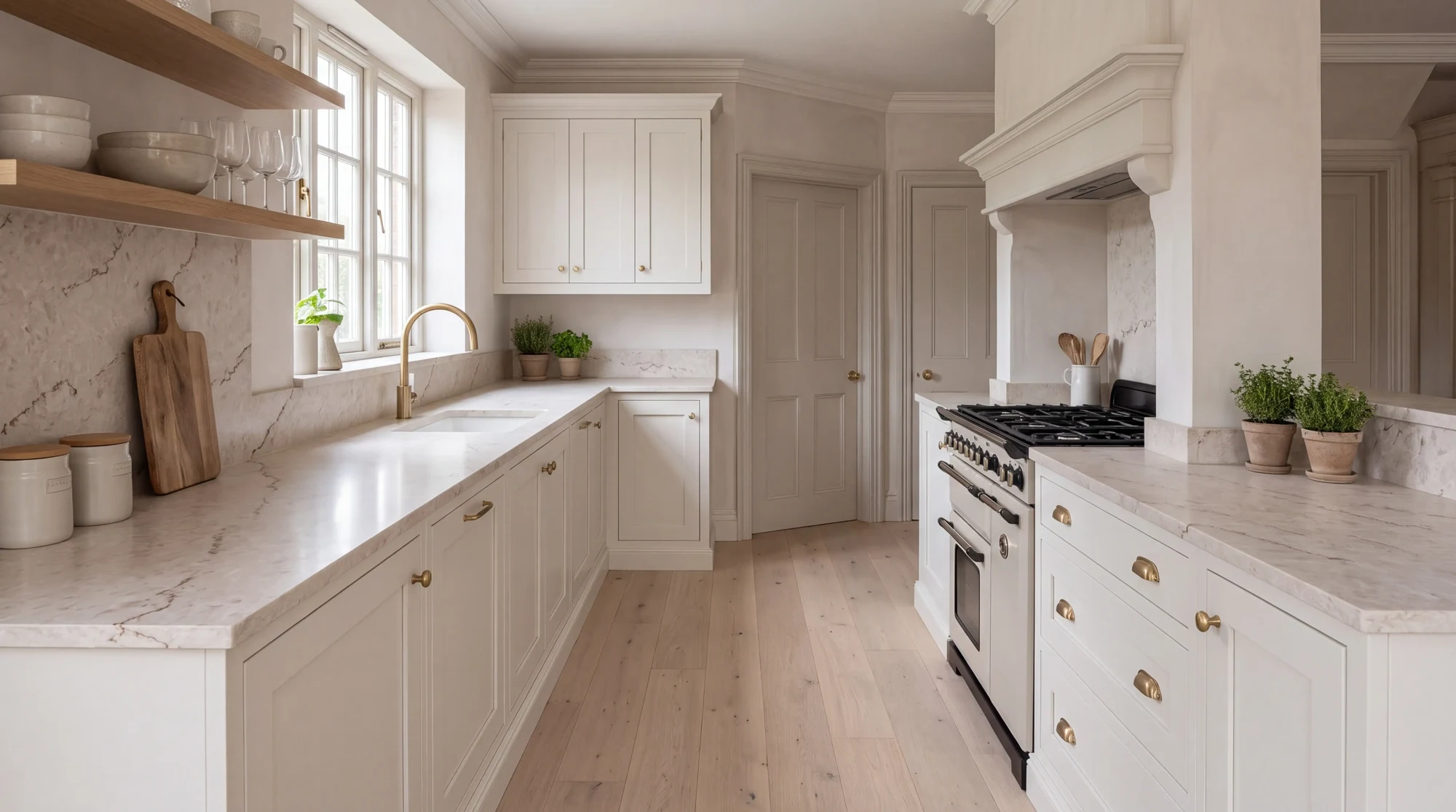 Taj Mahal Extra l-shaped kitchen, AI-generated design concept