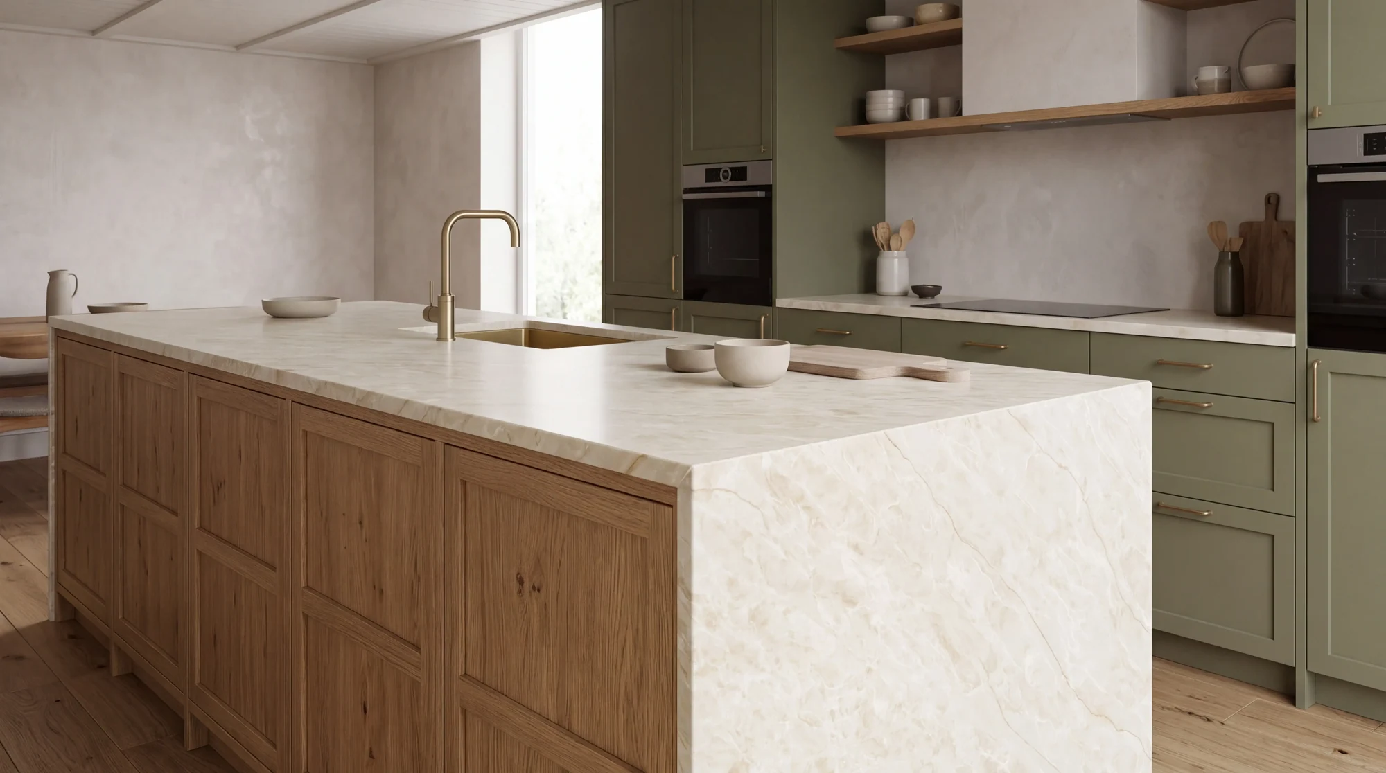 Taj Mahal Light kitchen island, AI-generated design concept