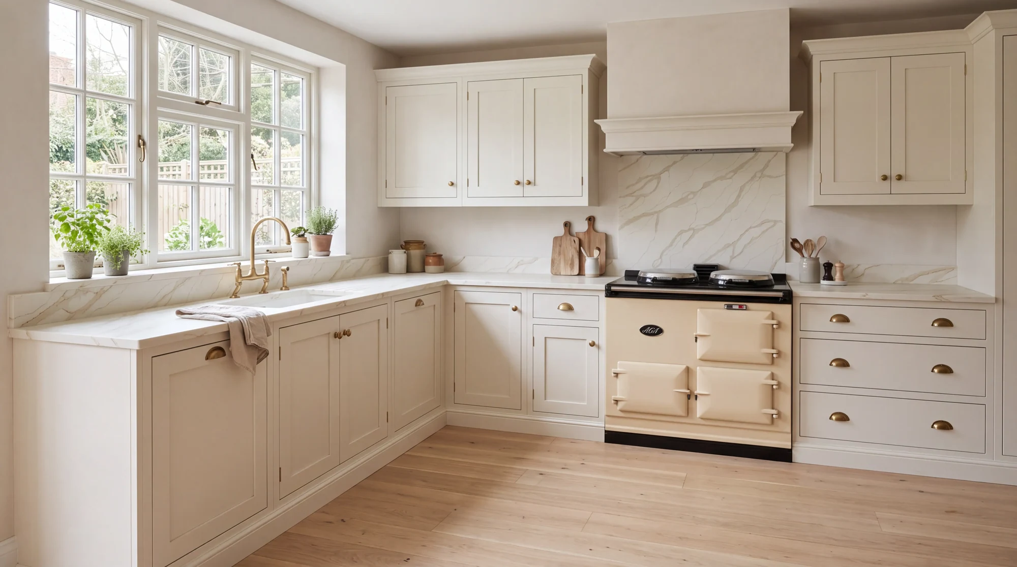 Modern Calacatta Gold Leather l-shaped kitchen, AI-generated design concept