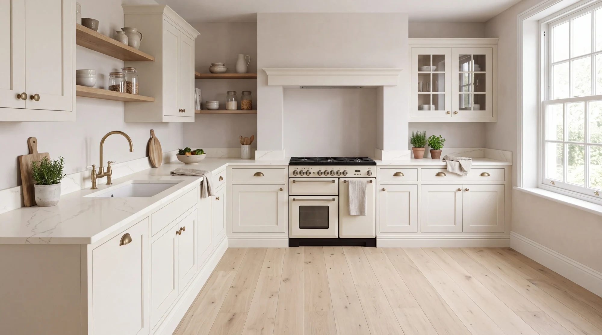 Calacatta Storm l-shaped kitchen, AI-generated design concept