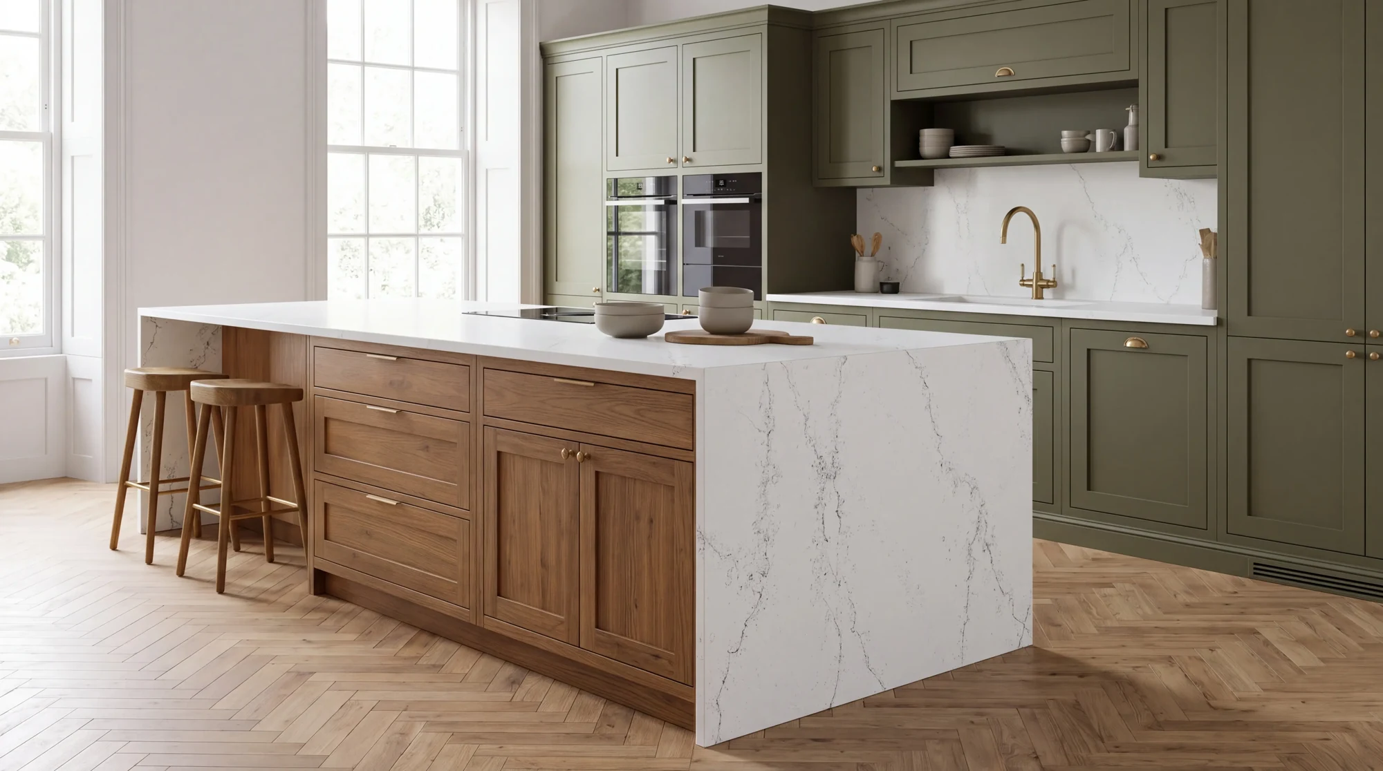 Urban White kitchen island, AI-generated design concept