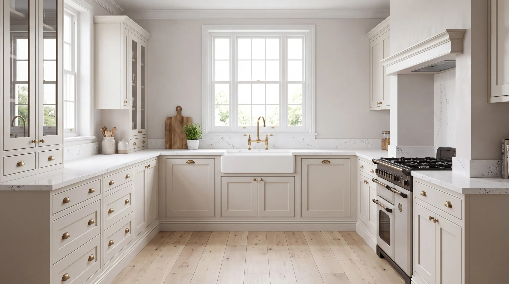 Urban White l-shaped kitchen, AI-generated design concept