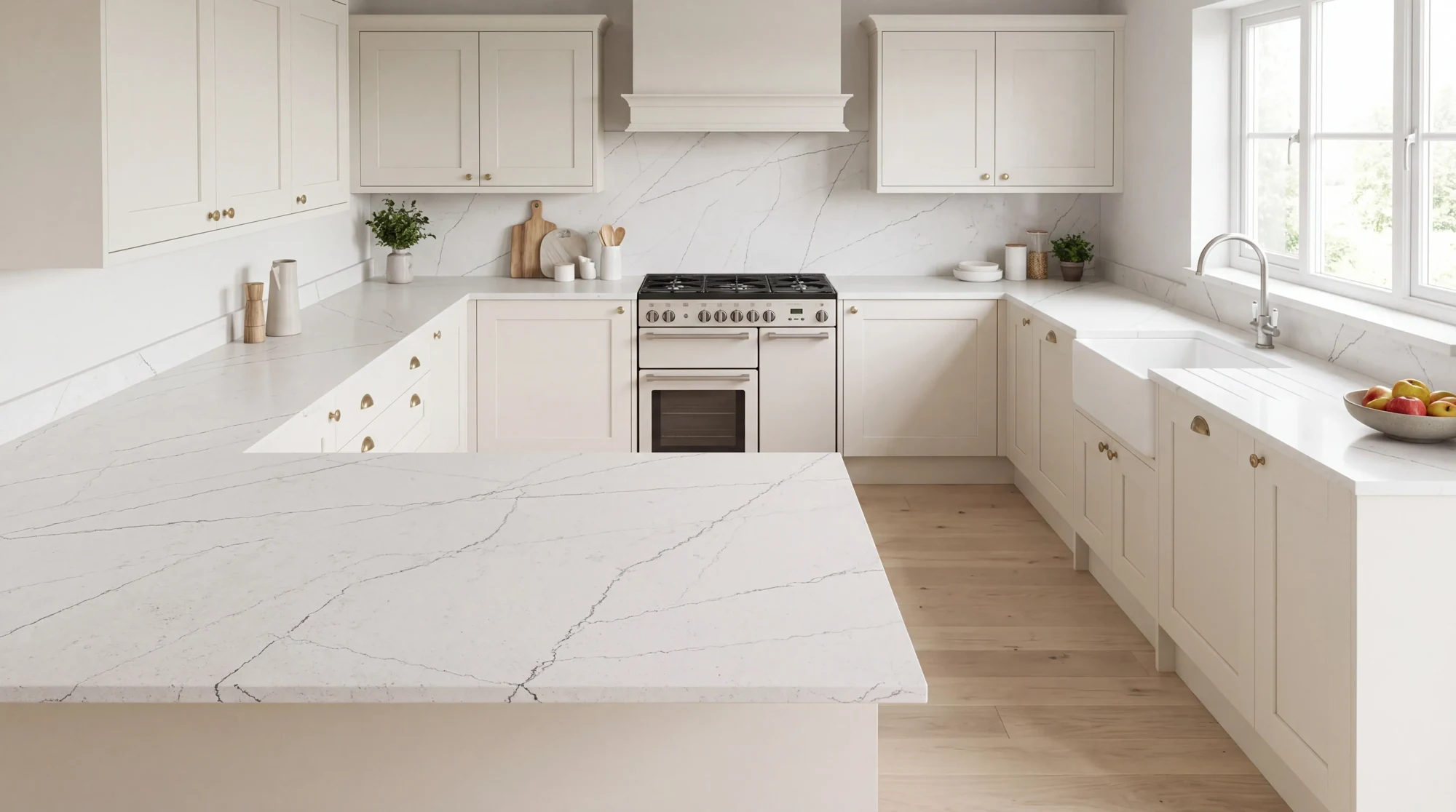 Thunder Grey u-shaped kitchen, AI-generated design concept