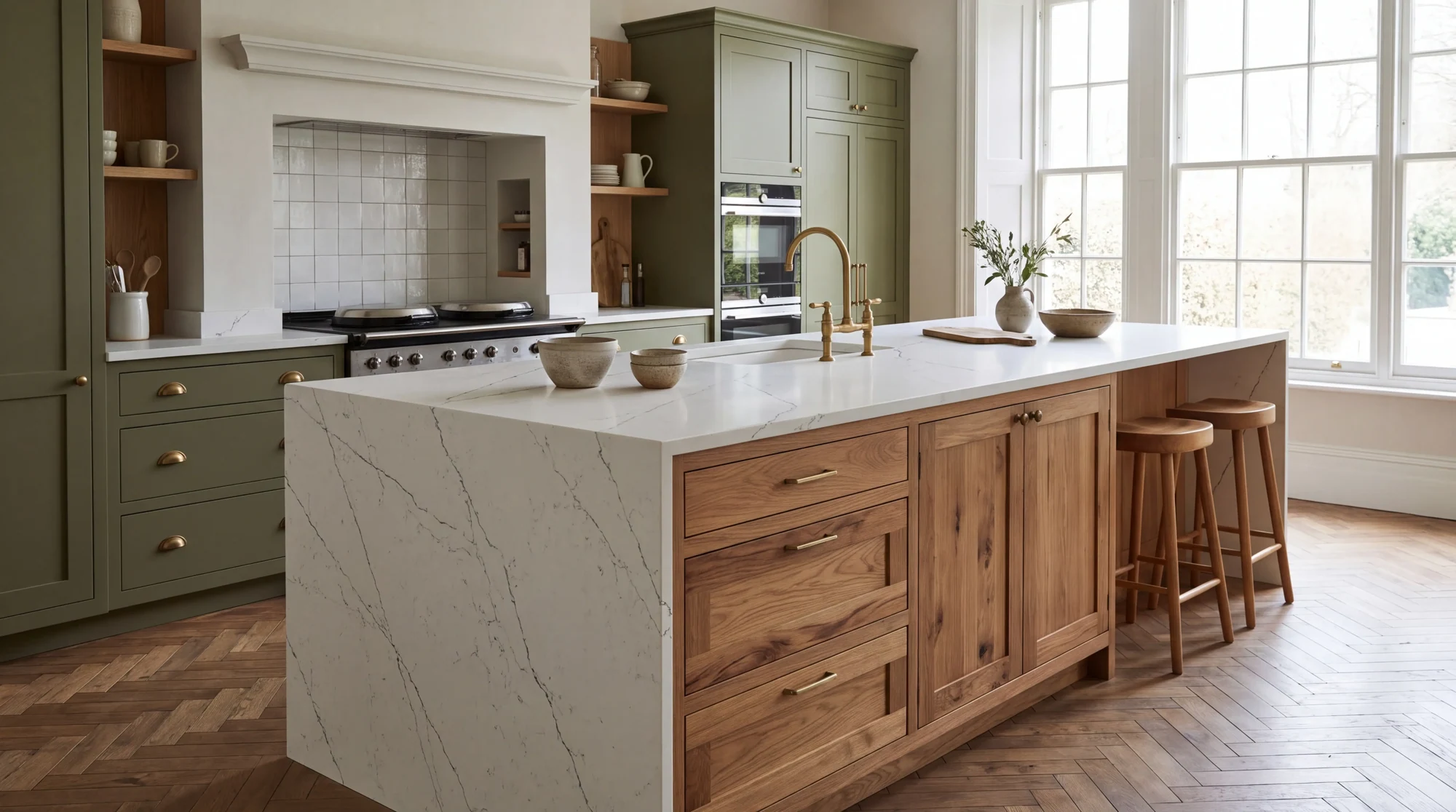 Thunder Grey kitchen island, AI-generated design concept