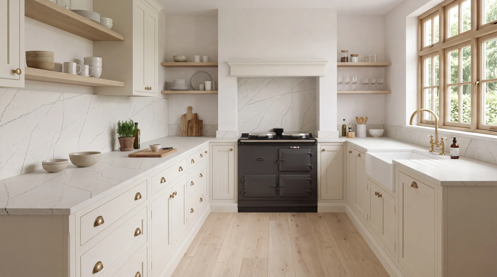 Thunder Grey l-shaped kitchen, AI-generated design concept