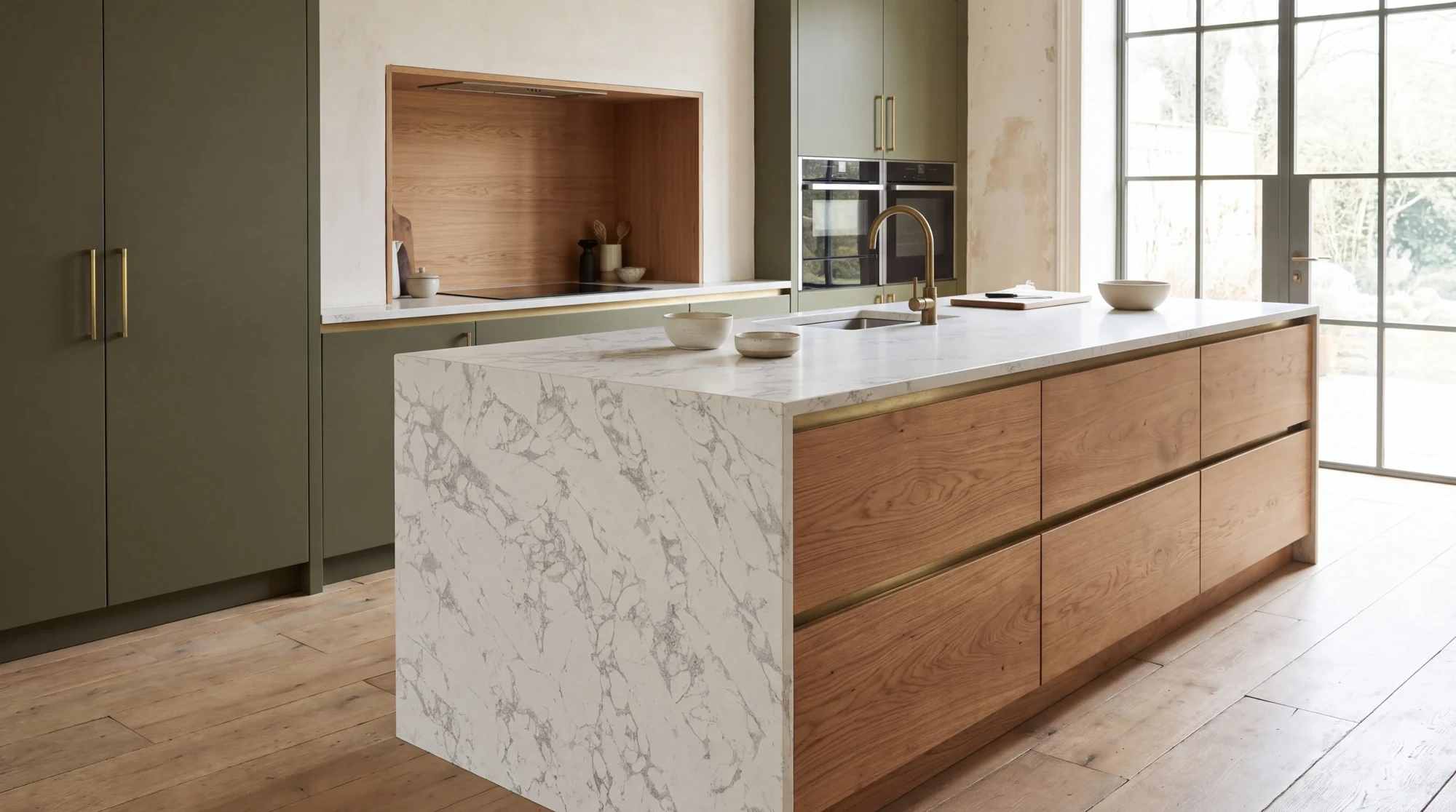 Bianco Eclipse kitchen island, AI-generated design concept