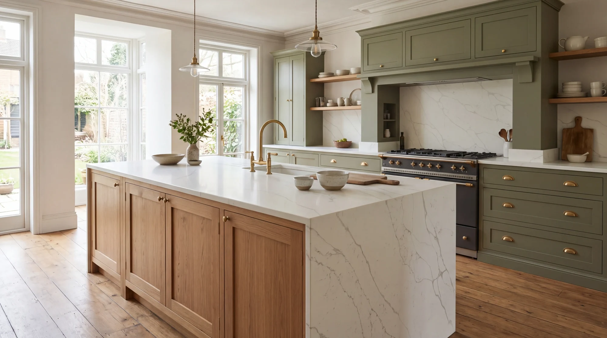 Calacatta Supreme kitchen island, AI-generated design concept