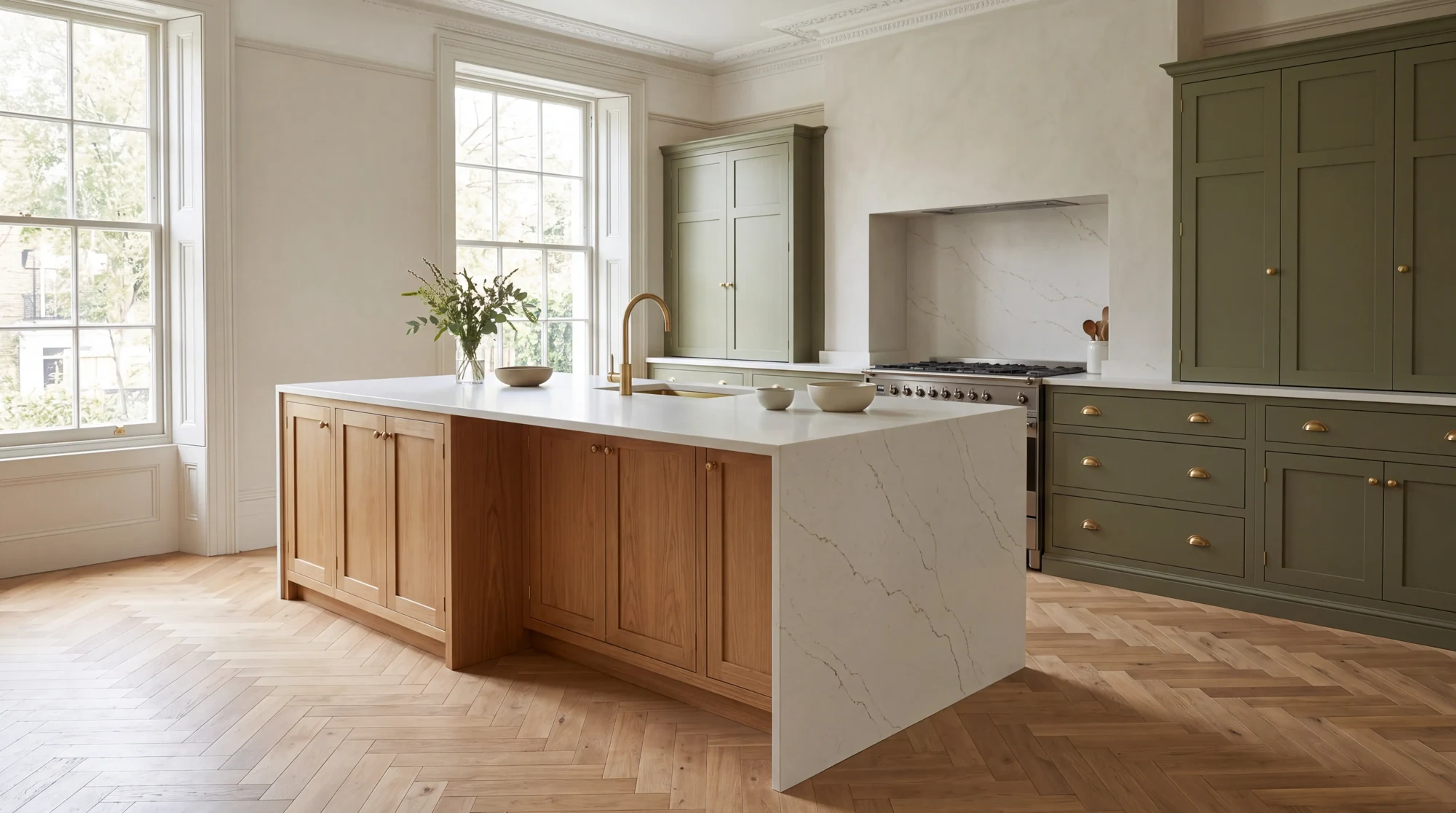 Sonata Gold kitchen island, AI-generated design concept
