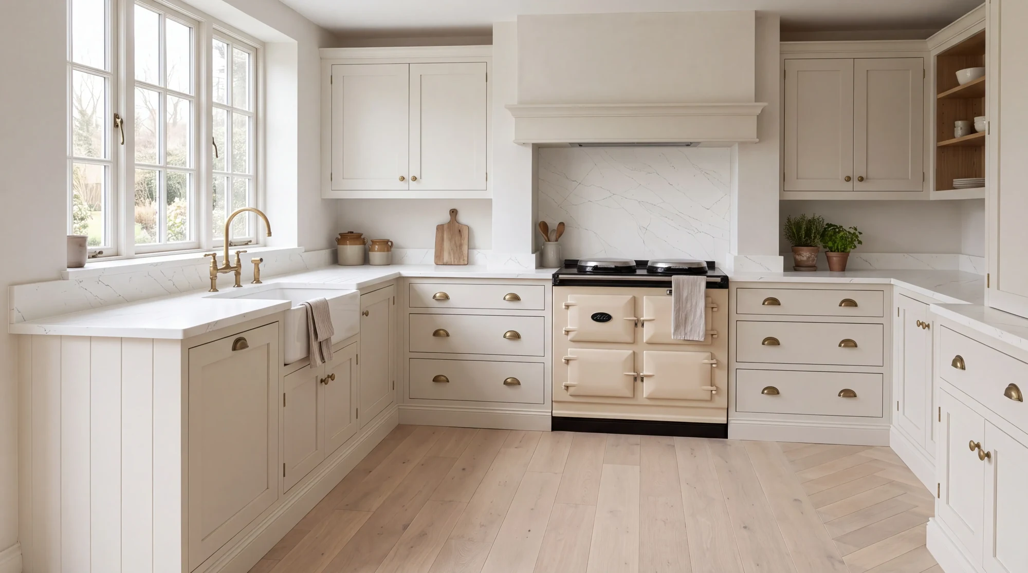 Statuario Royal l-shaped kitchen, AI-generated design concept