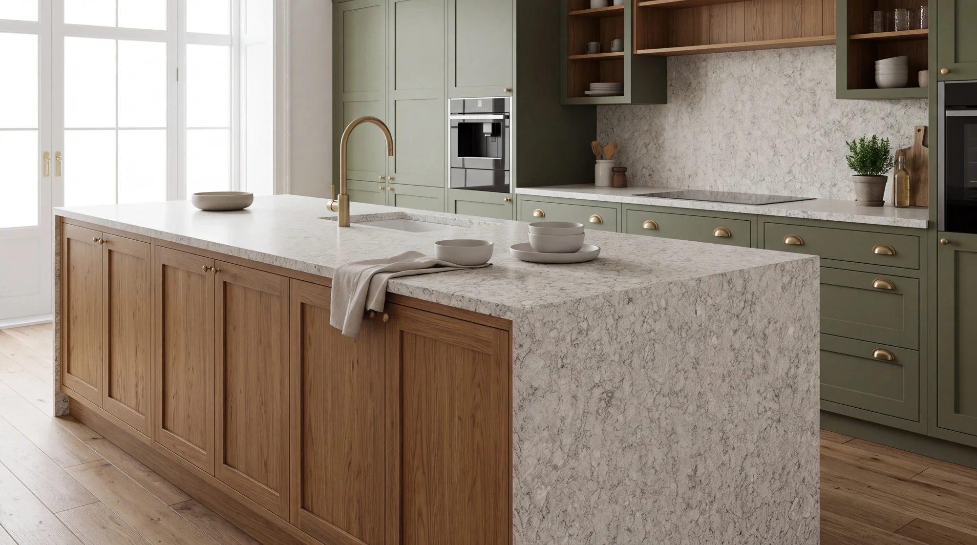 Ice Canyon kitchen island, AI-generated design concept