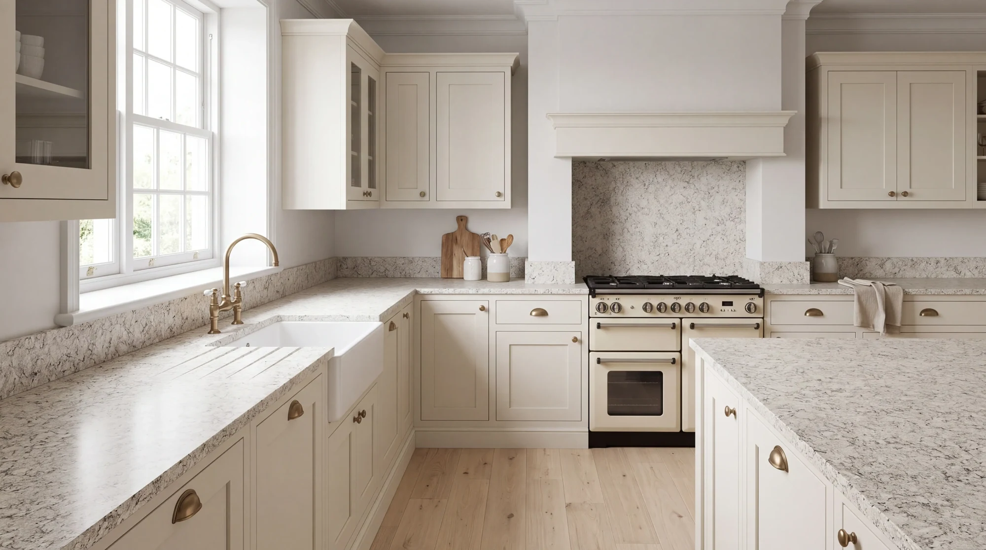Ice Canyon l-shaped kitchen, AI-generated design concept