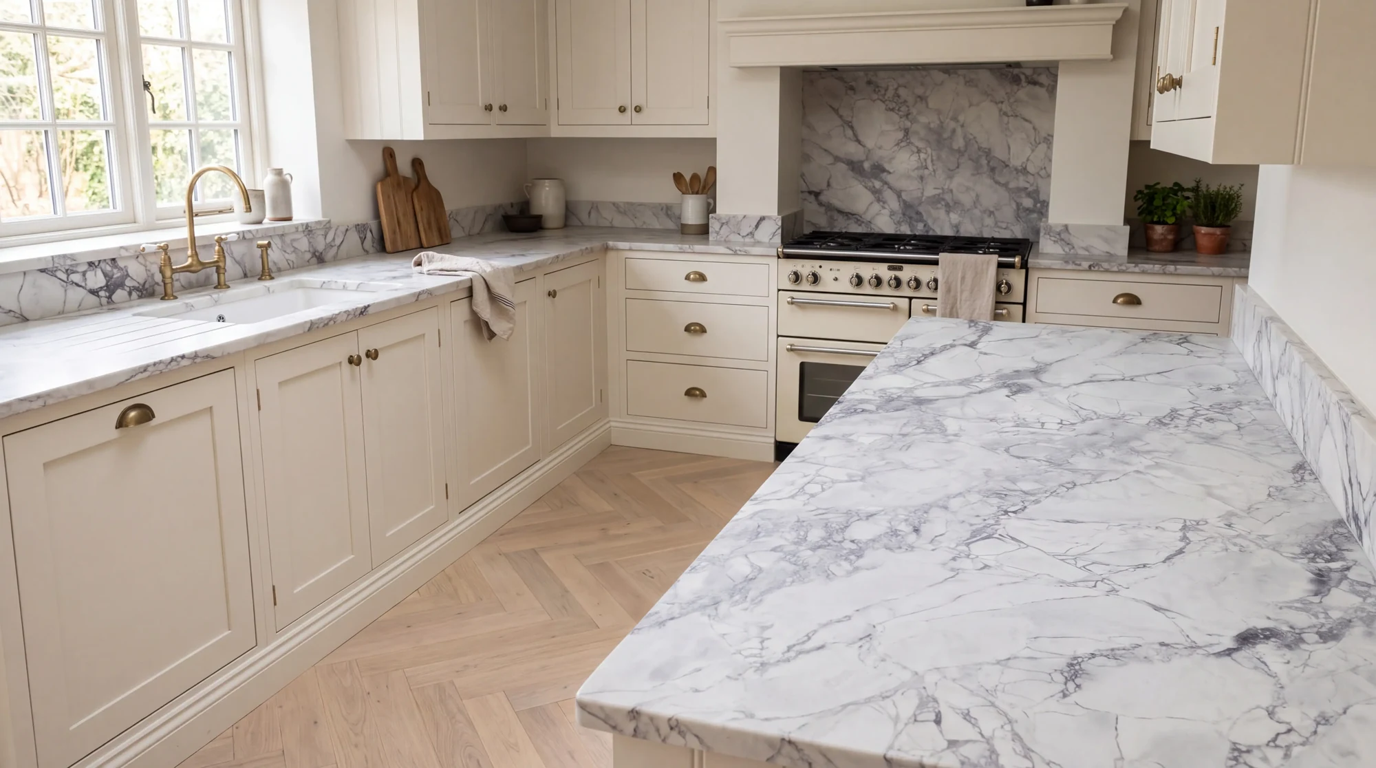 Moonrock u-shaped kitchen, AI-generated design concept