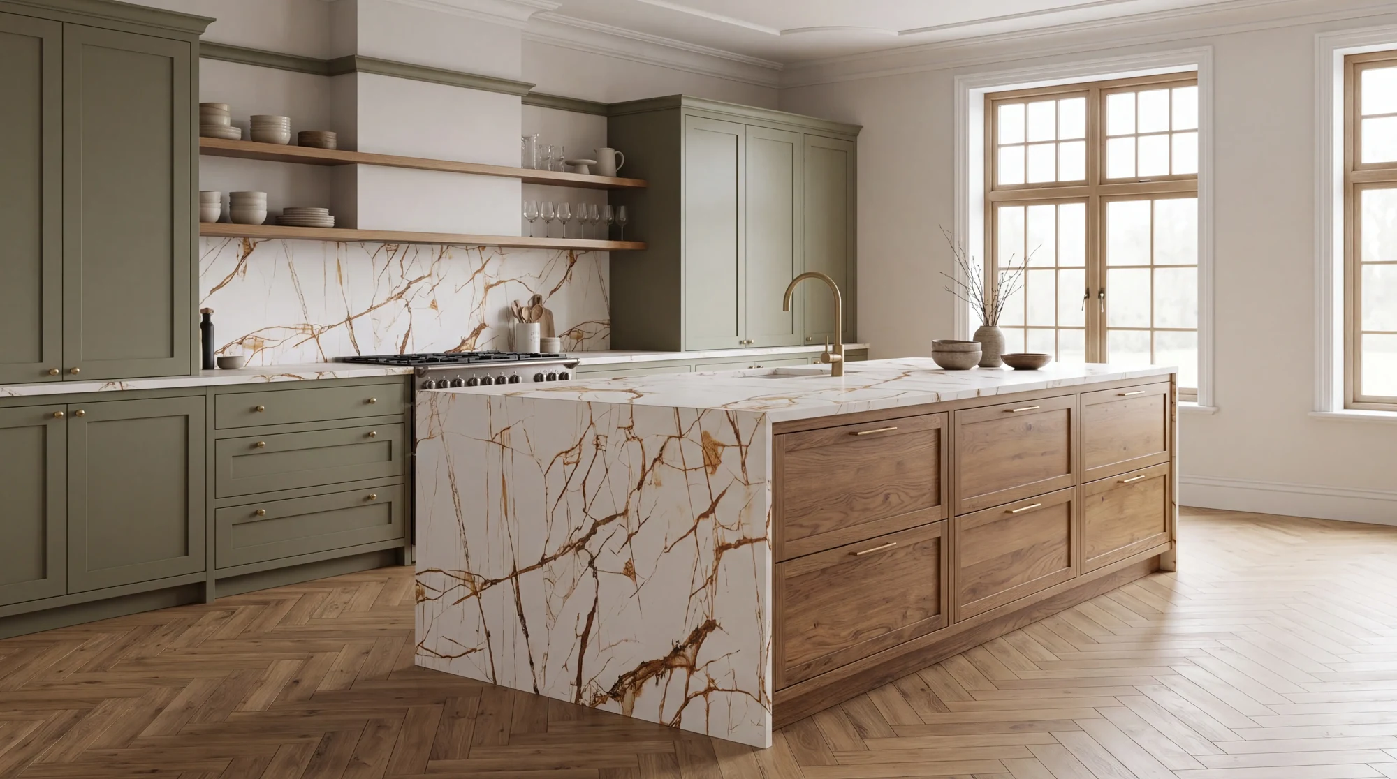 Dream Gold kitchen island, AI-generated design concept
