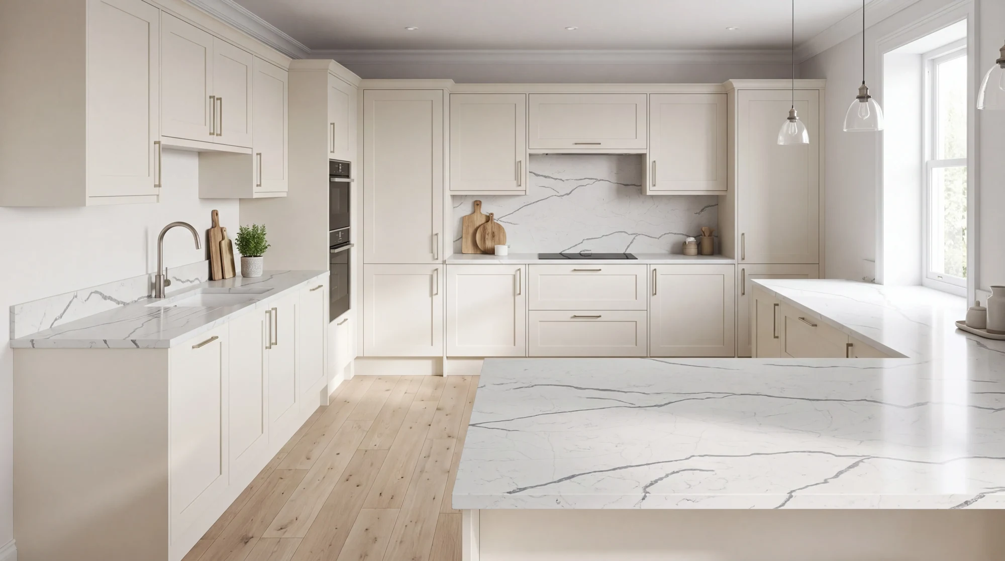 Astonia Grey Full Body u-shaped kitchen, AI-generated design concept