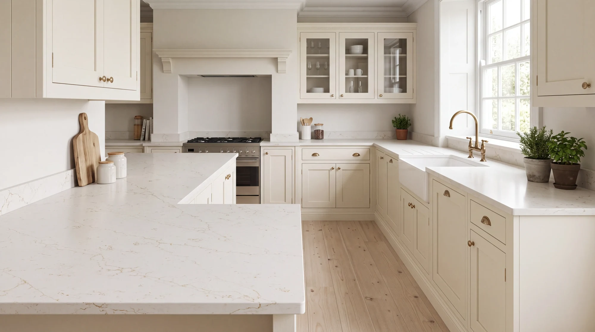Alaska Gold u-shaped kitchen, AI-generated design concept