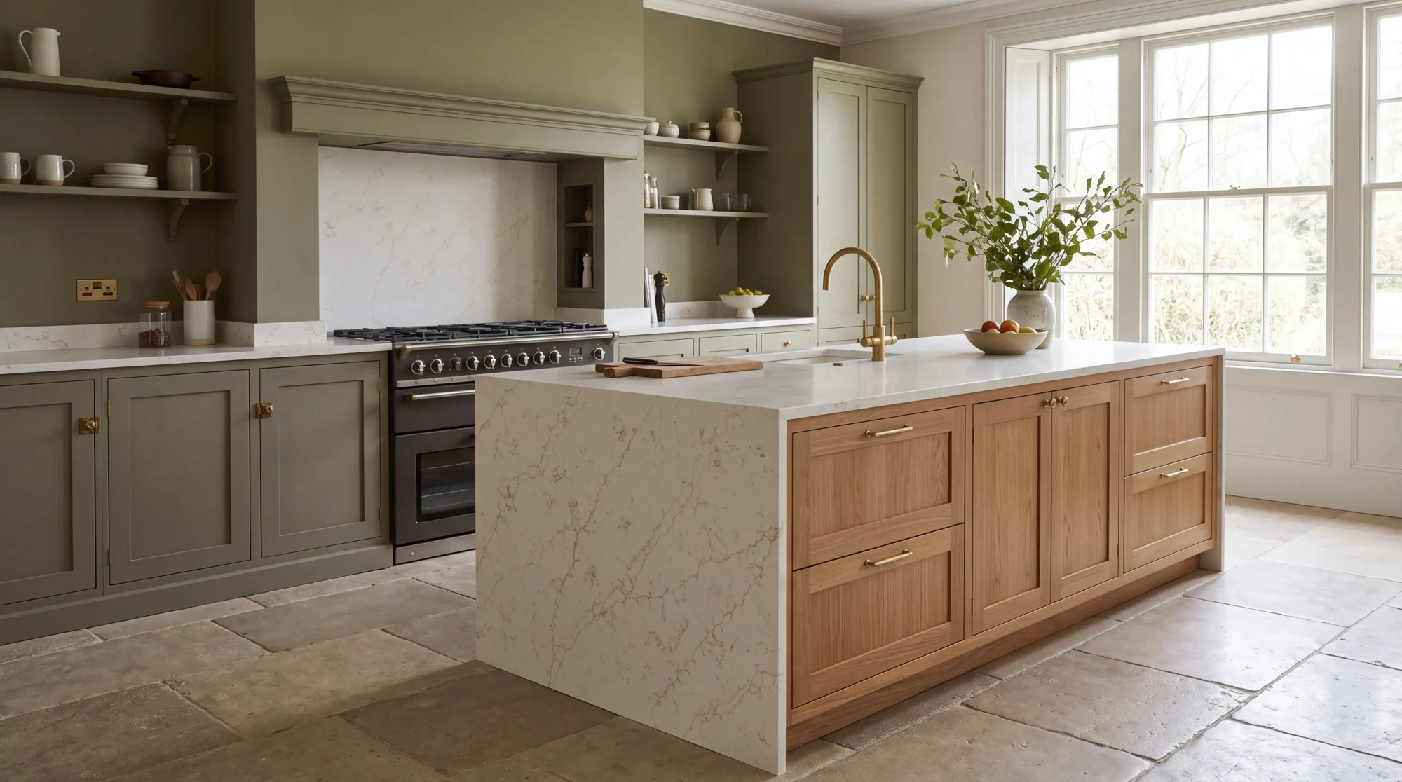 Alaska Gold kitchen island, AI-generated design concept