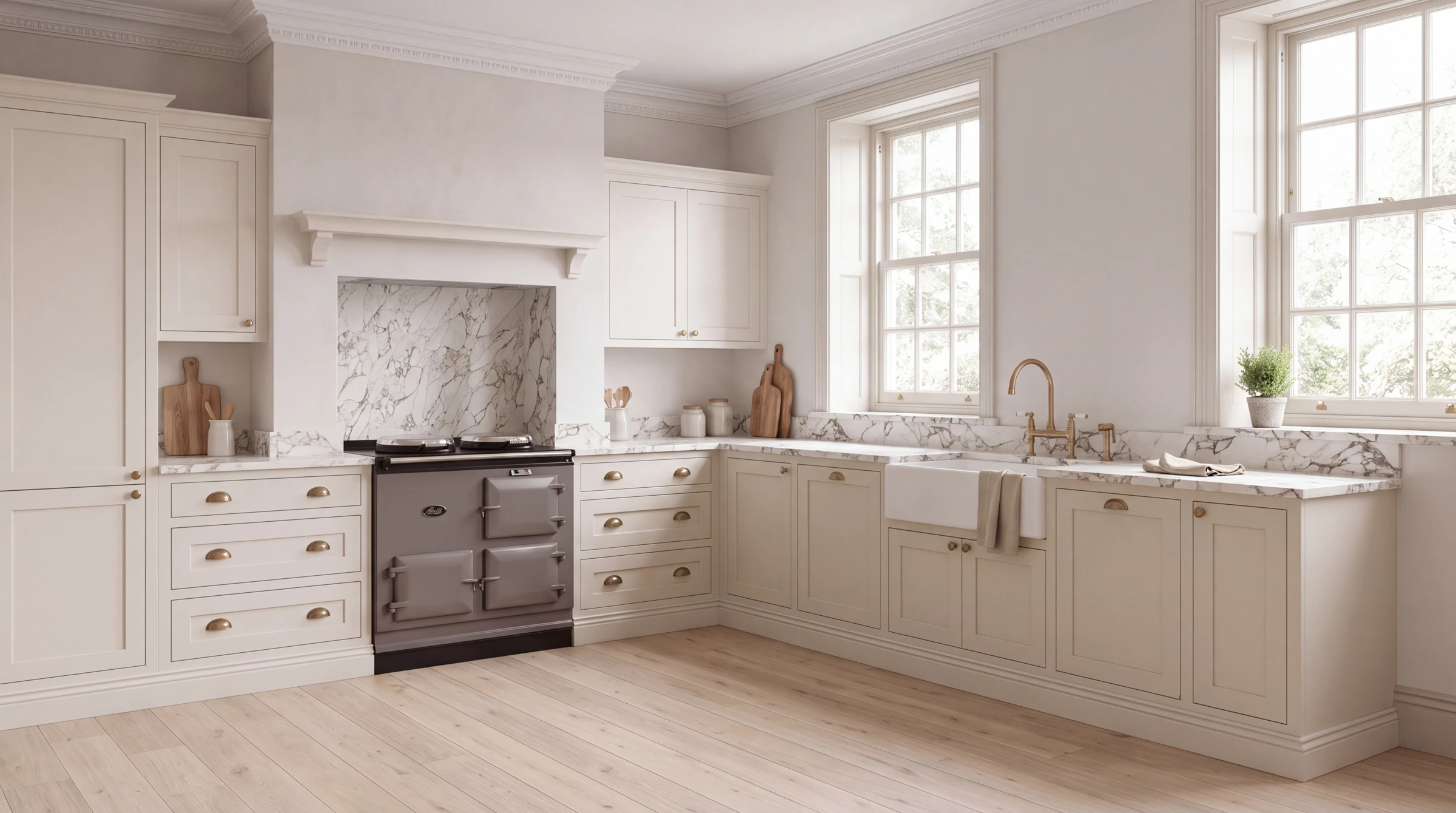 Arabescato Capri l-shaped kitchen, AI-generated design concept