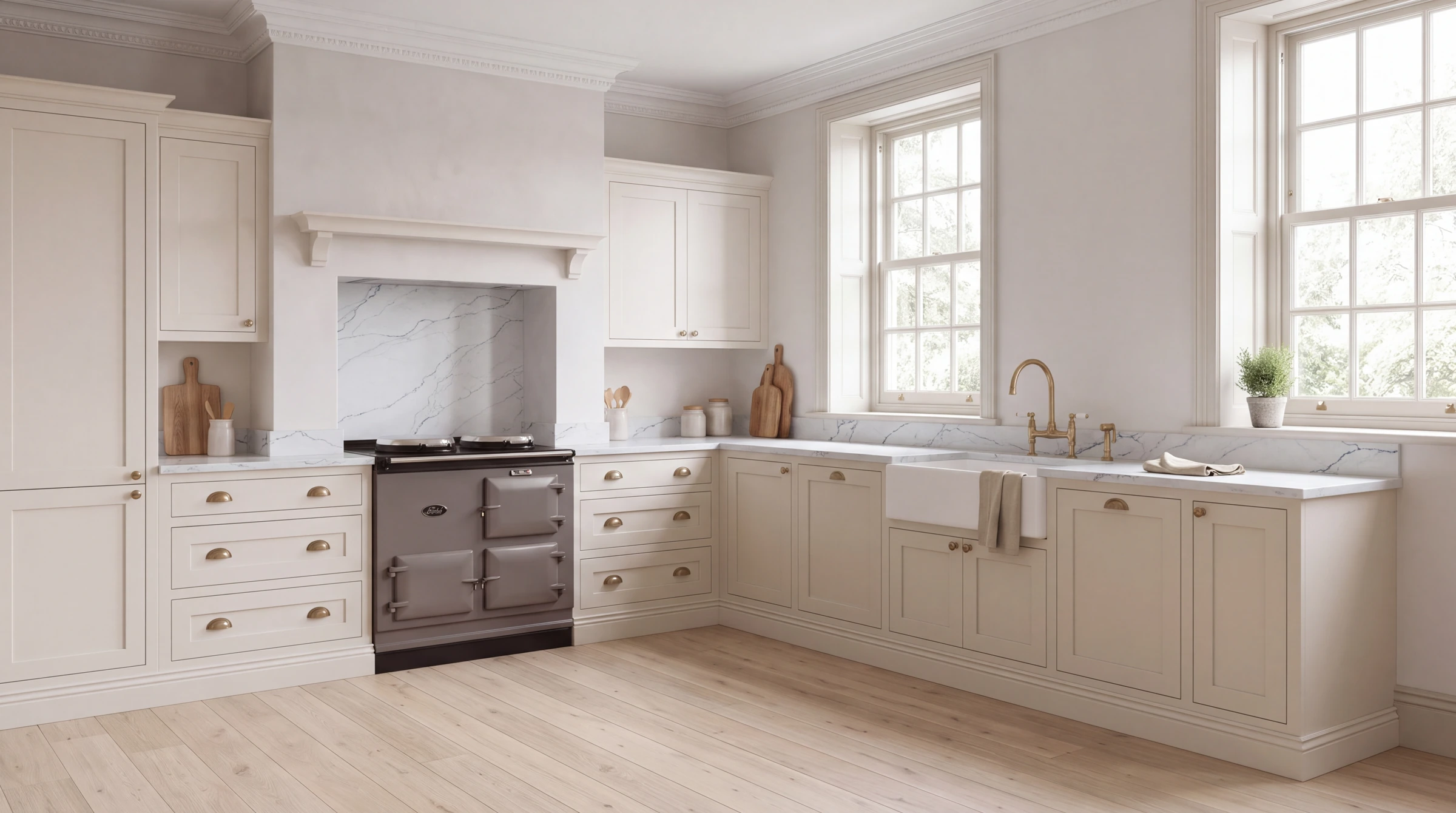 Azul Shimmer l-shaped kitchen, AI-generated design concept