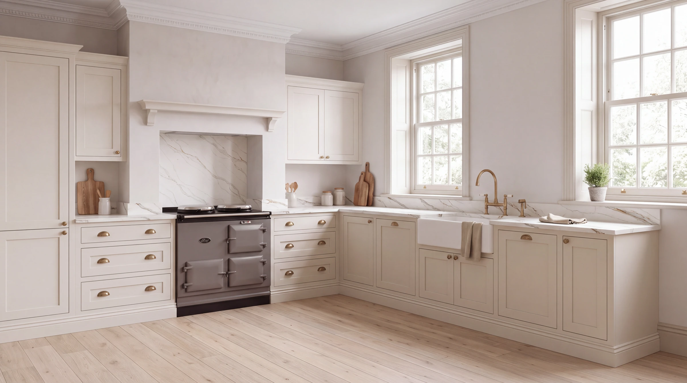 Borghini Royal l-shaped kitchen, AI-generated design concept