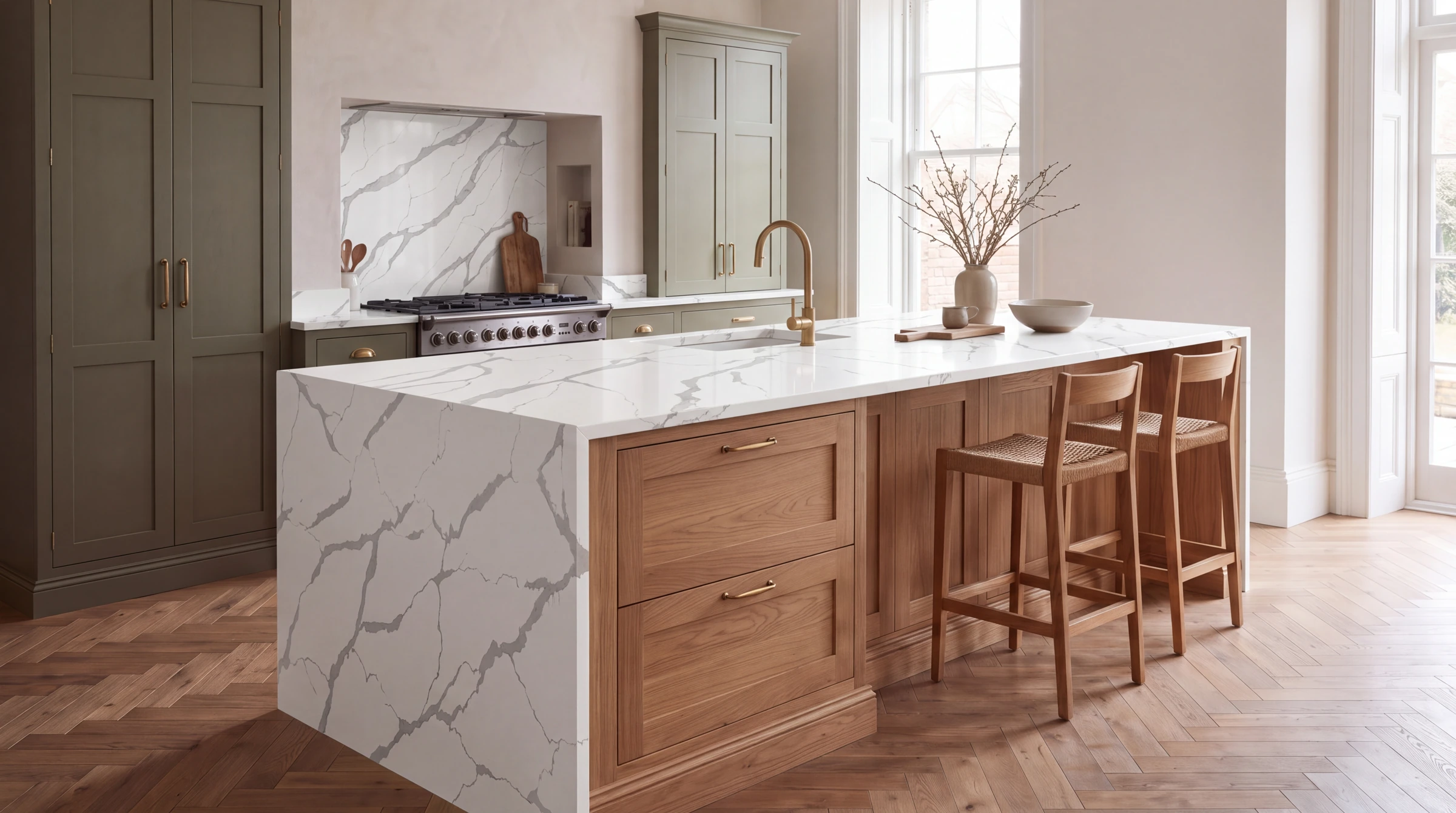 Calacatta kitchen island, AI-generated design concept