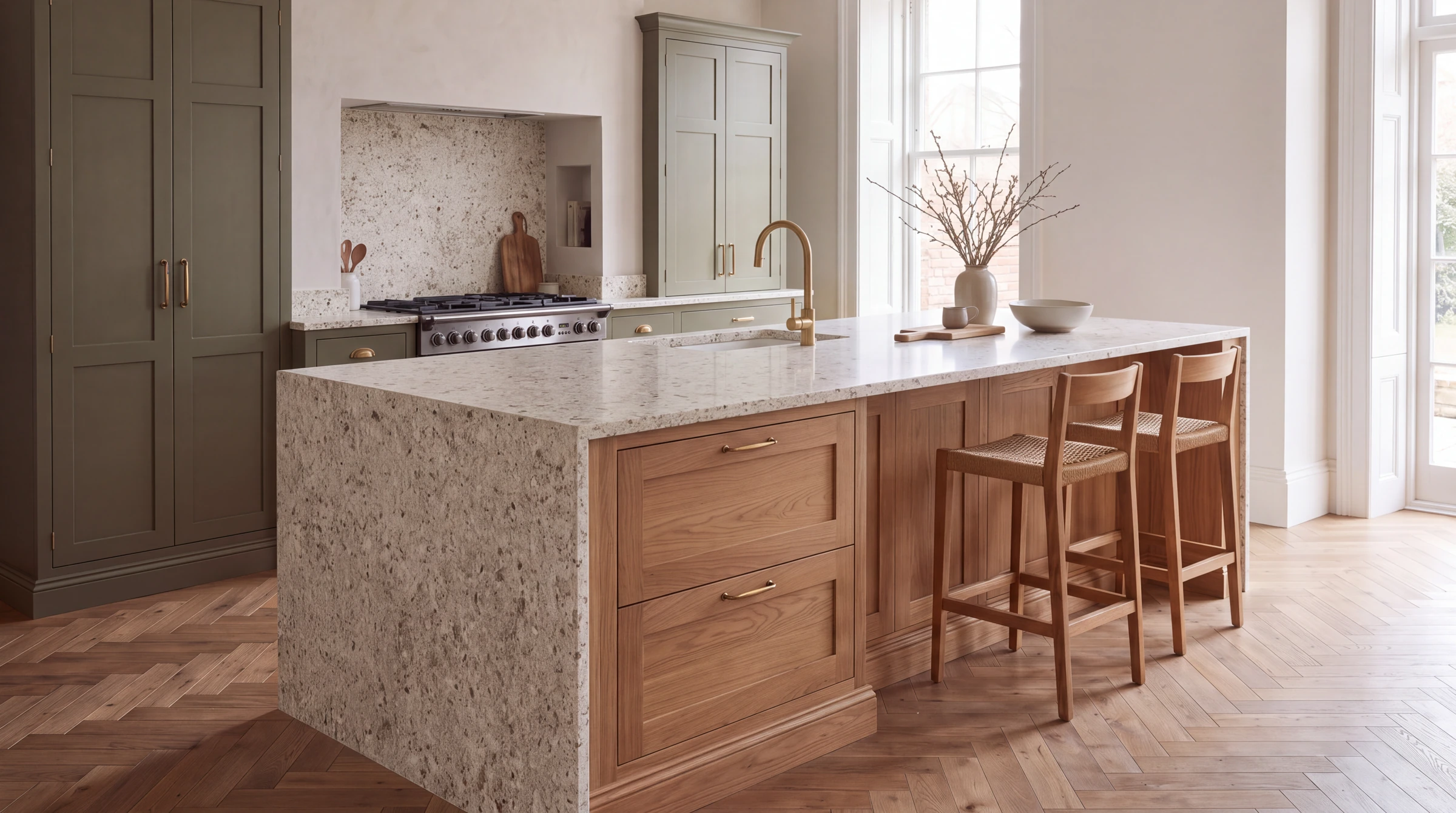 Lavender kitchen island, AI-generated design concept