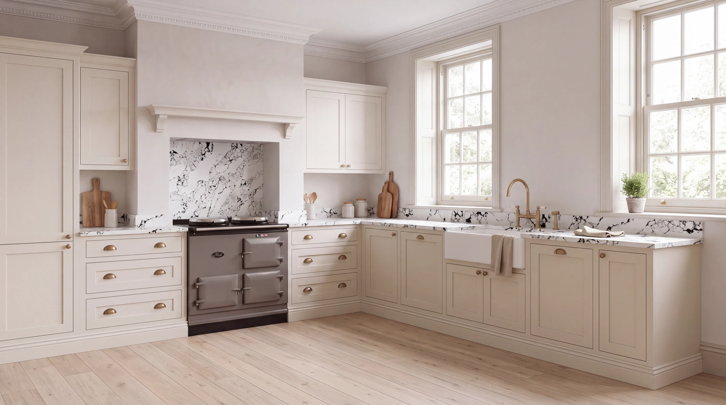 Arabescato Black l-shaped kitchen, AI-generated design concept