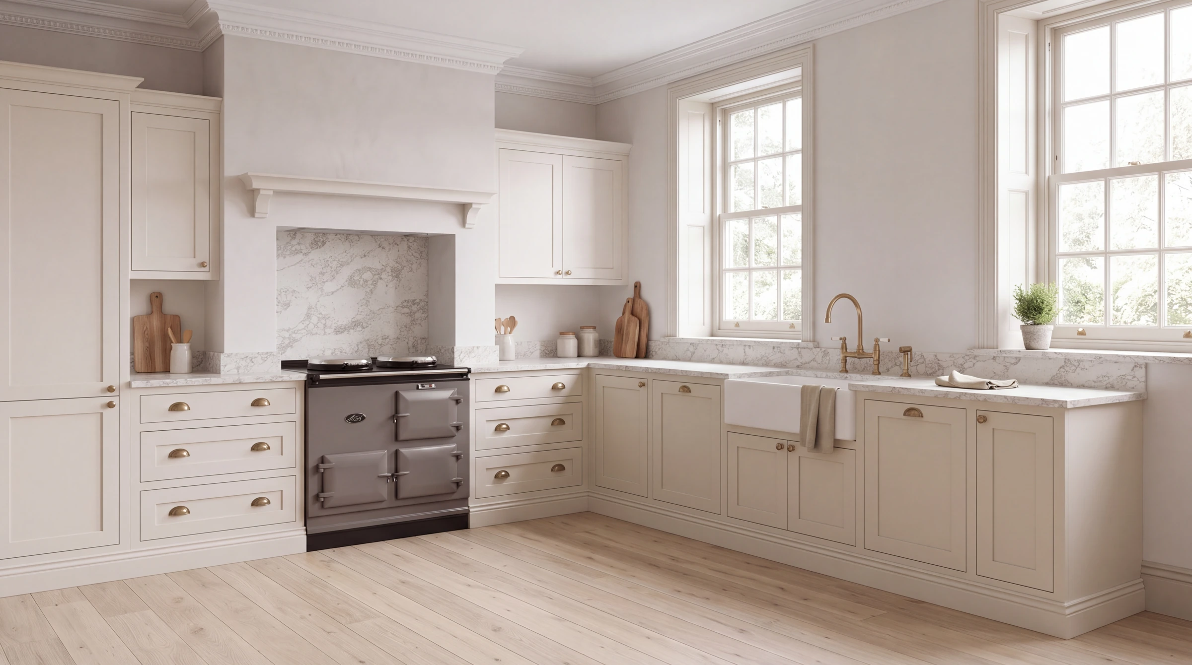 Arabescato Shimmer l-shaped kitchen, AI-generated design concept