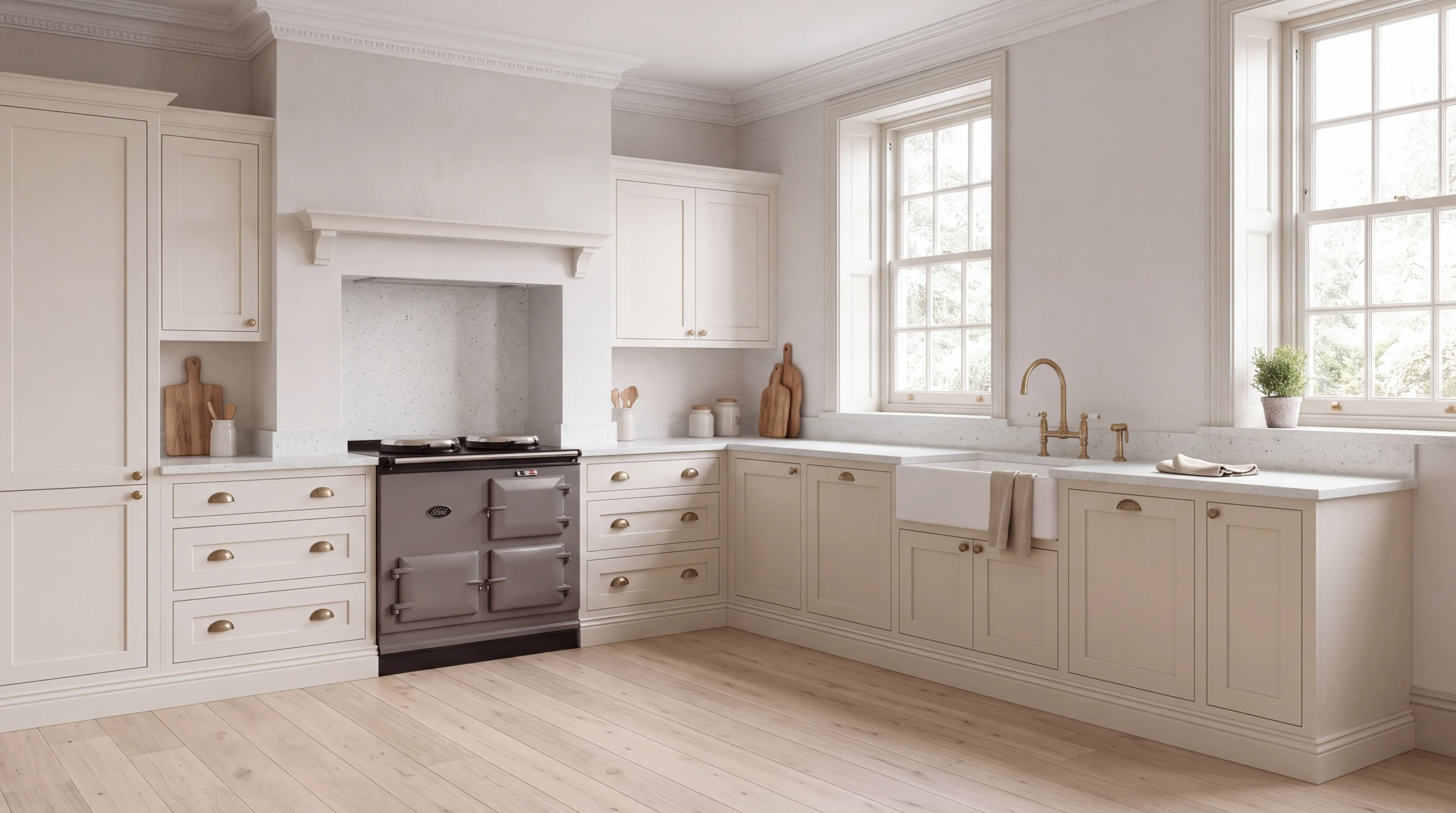 Bianco Shimmer l-shaped kitchen, AI-generated design concept