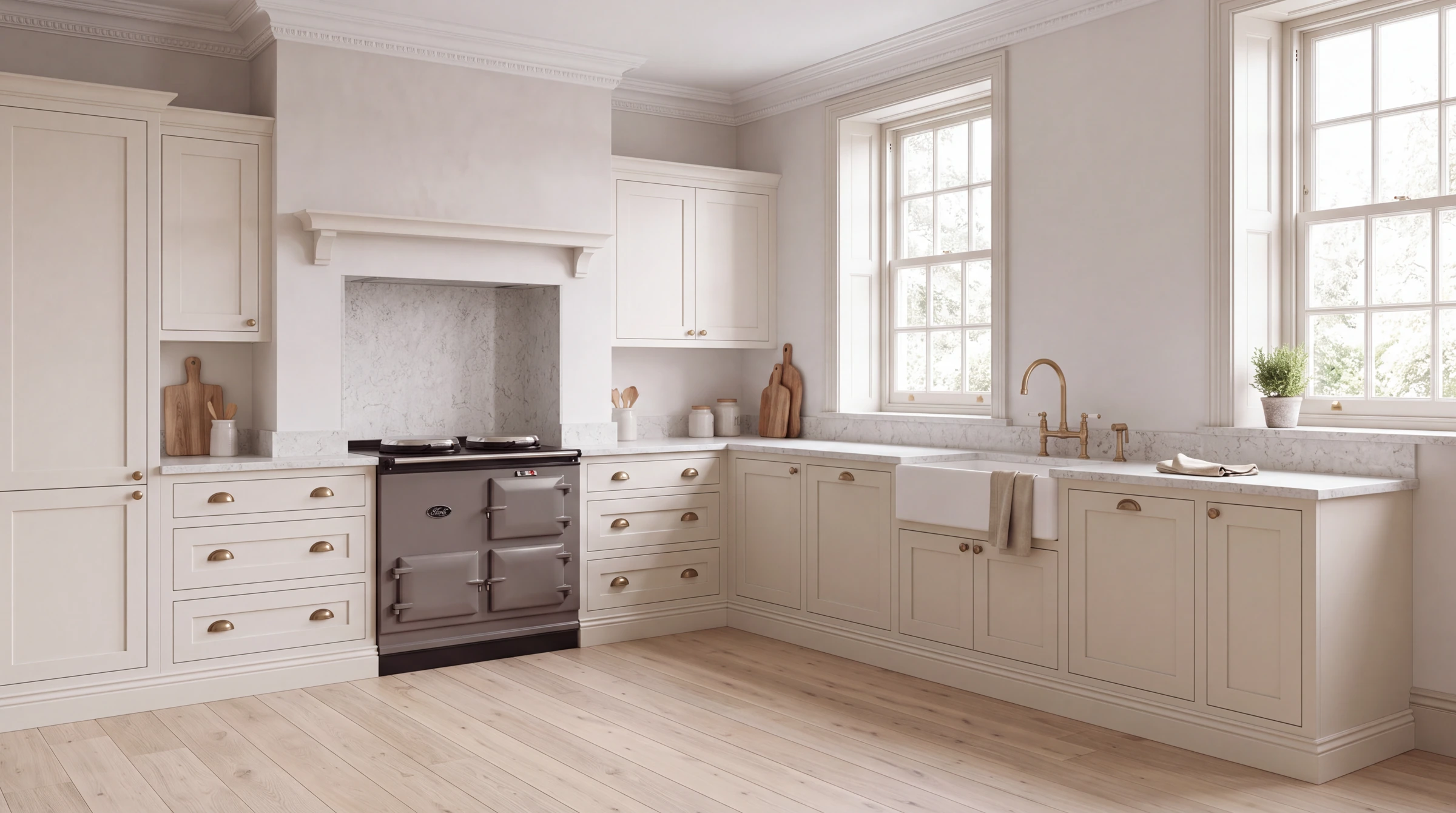Bottichino l-shaped kitchen, AI-generated design concept