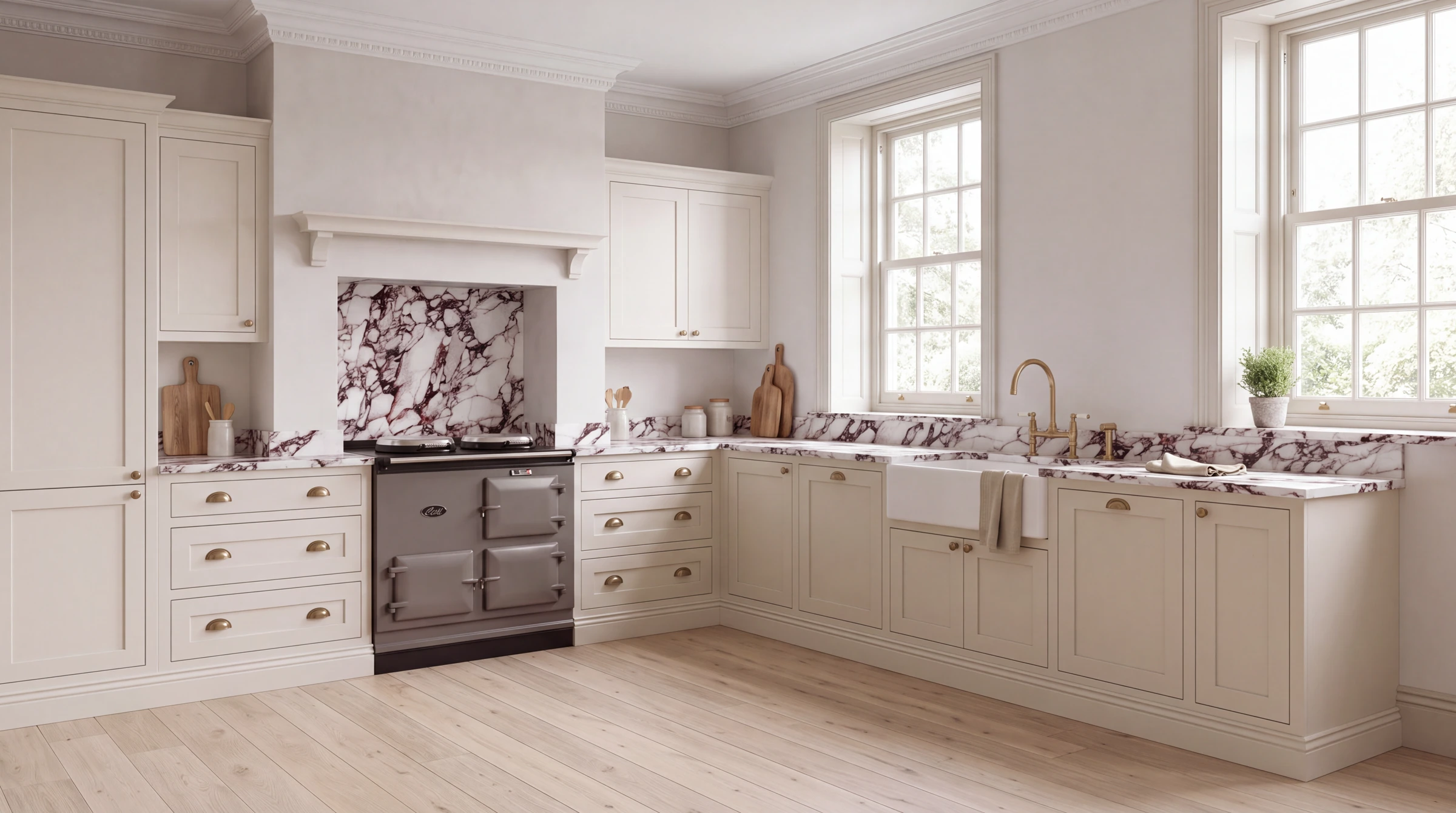 Bulgari 3D l-shaped kitchen, AI-generated design concept