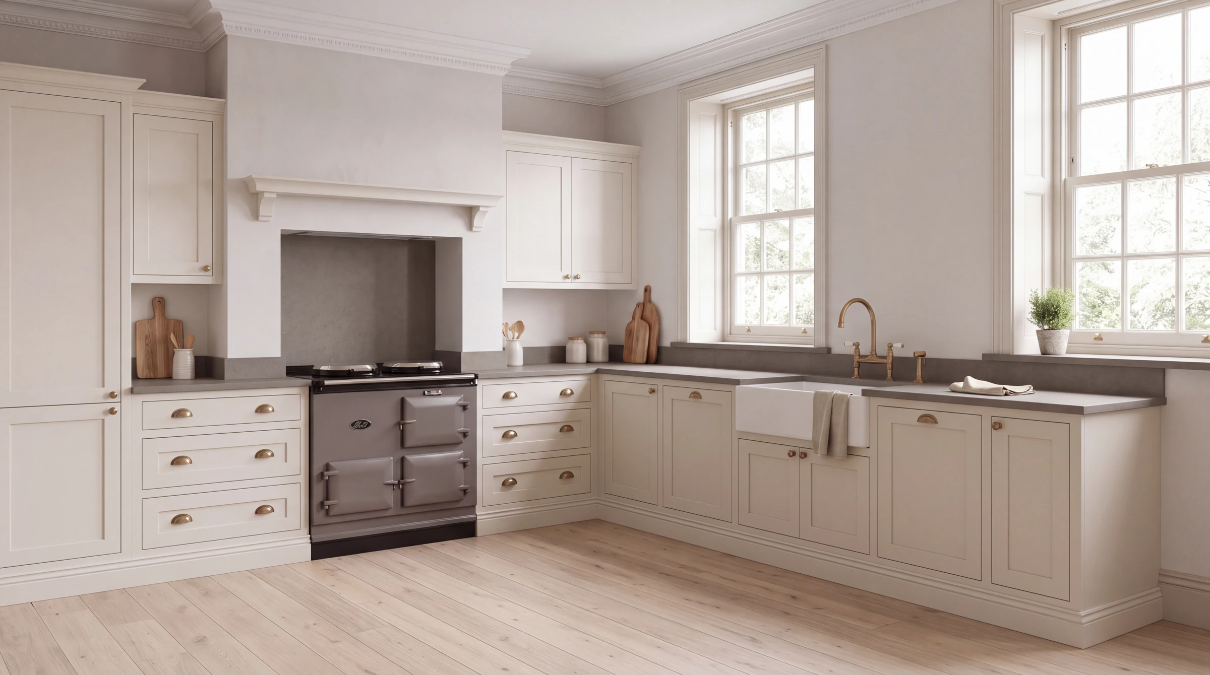 Cemento l-shaped kitchen, AI-generated design concept