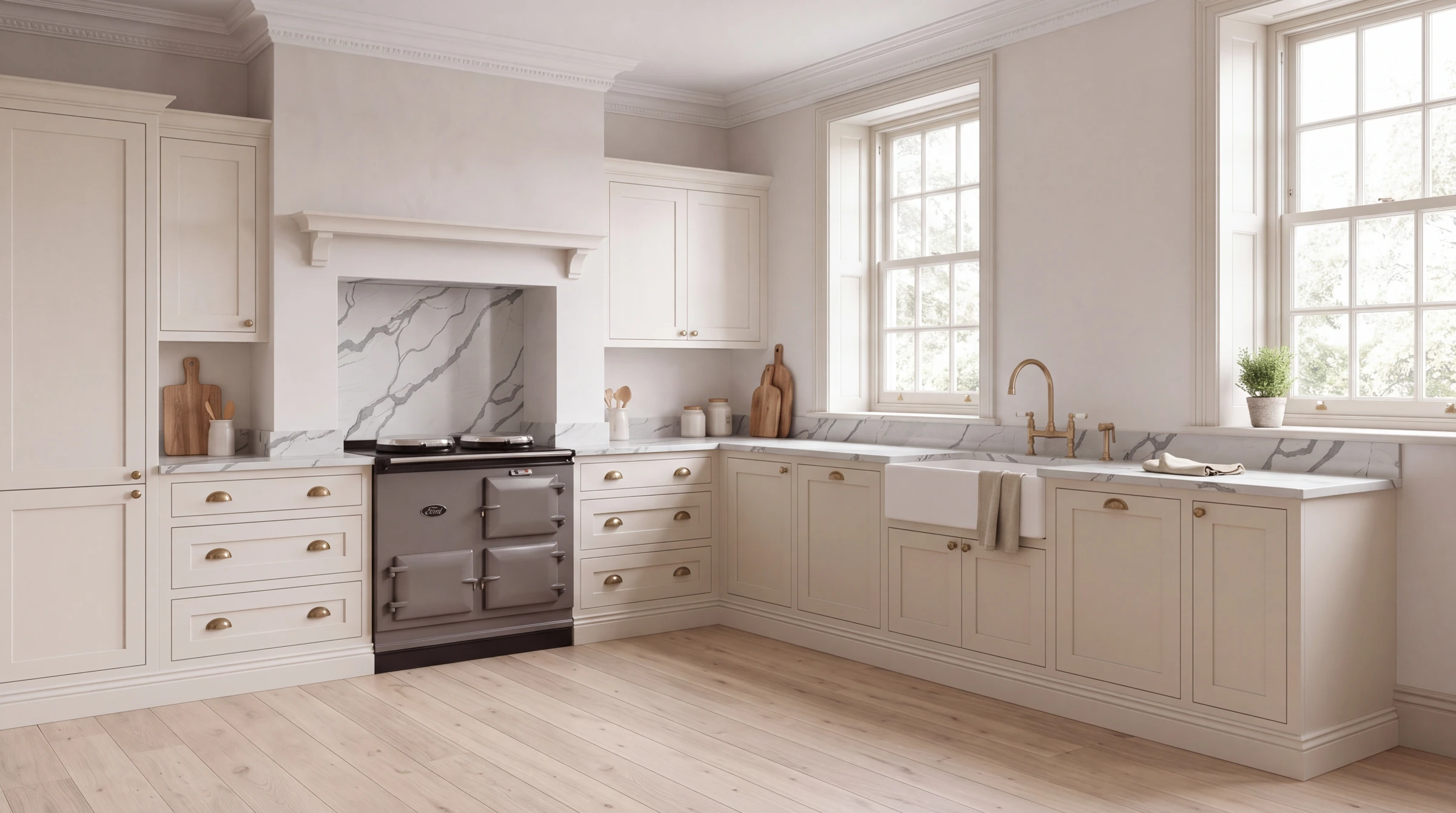 Gris Dark l-shaped kitchen, AI-generated design concept