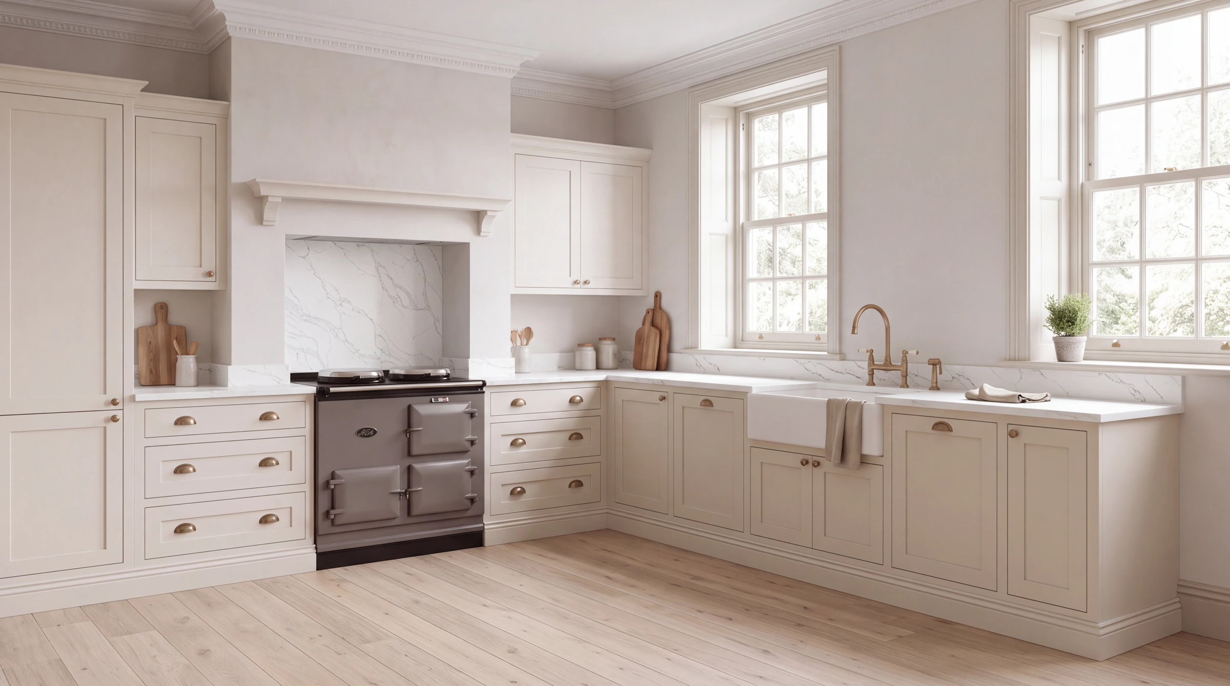 Gris l-shaped kitchen, AI-generated design concept