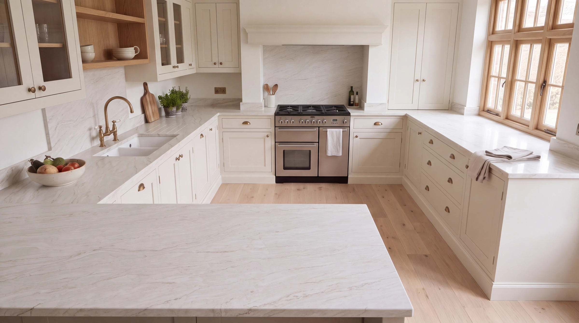 Latte u-shaped kitchen, AI-generated design concept